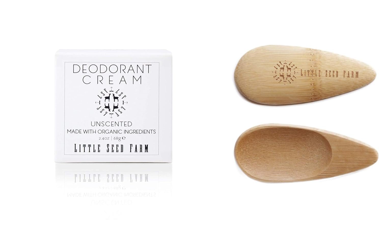 Little Seed Farm All Natural Deodorant Cream, Aluminum Free Deodorant for Women or Men, 2.4 Ounce – Unscented + Applicators Bundle