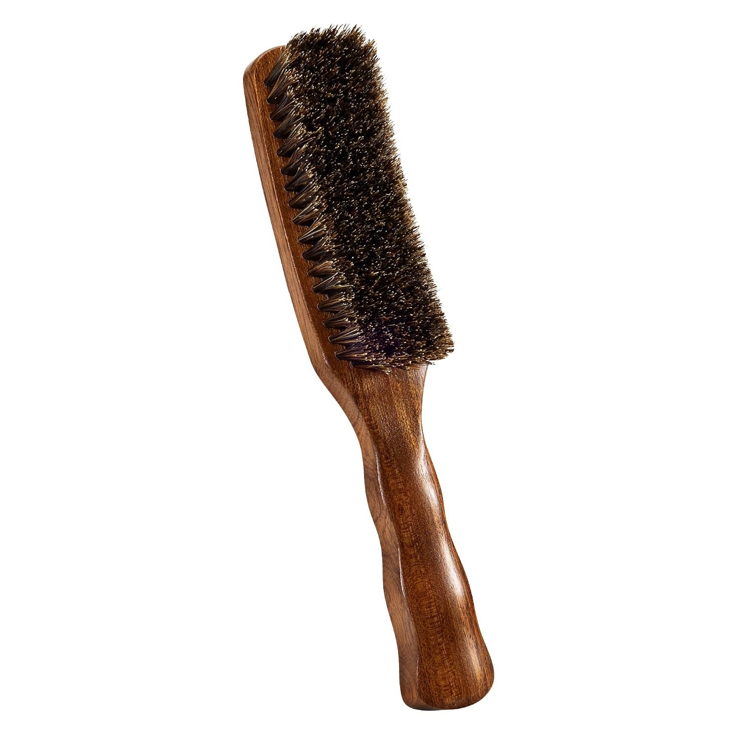 STYLEMATE Wild Boar Bristle Slick Back Hair Brush, Large Soft Bristle Hair Brushes for Thick & Fine Hair, Natural Sapele Wooden Handle Hairbrush for Women Men