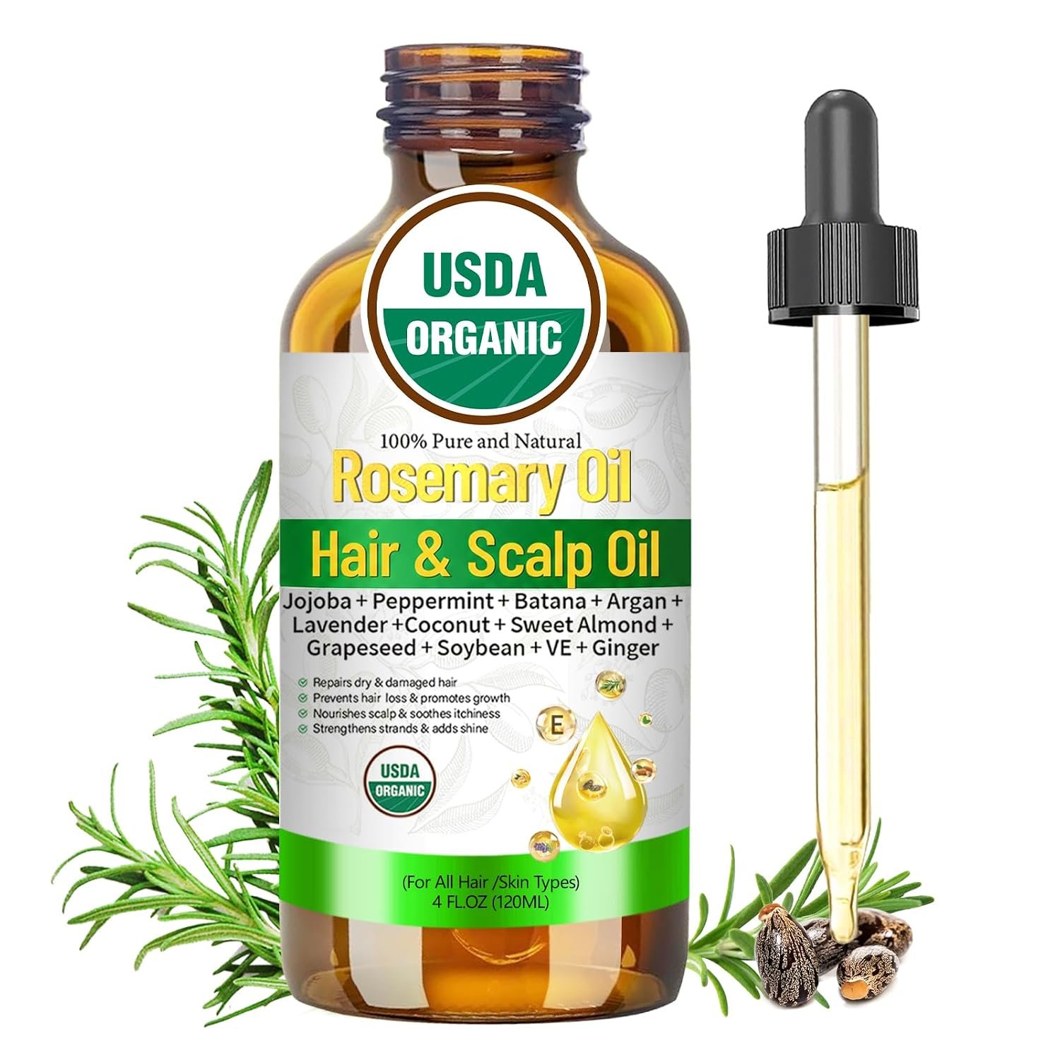 Rosemary Oil Organic with Castor for Hair & Scalp Oil