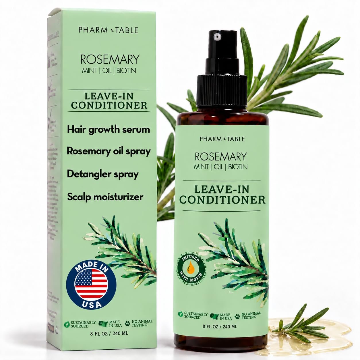 Leave in Conditioner Spray – Rosemary Oil for Hair Growth & Scalp Treatment