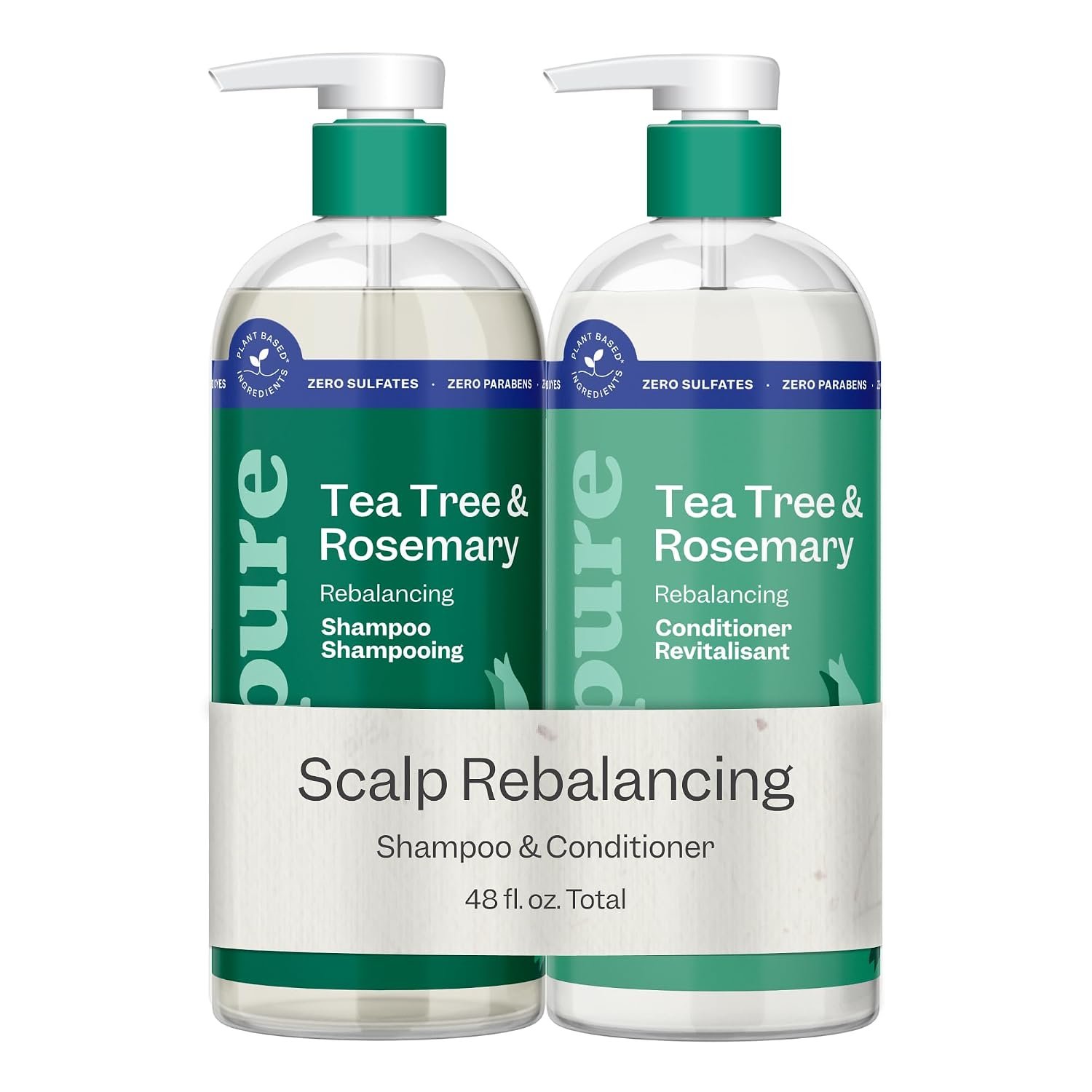 Renpure Tea Tree & Rosemary Rebalancing Shampoo & Conditioner Set 2x24oz