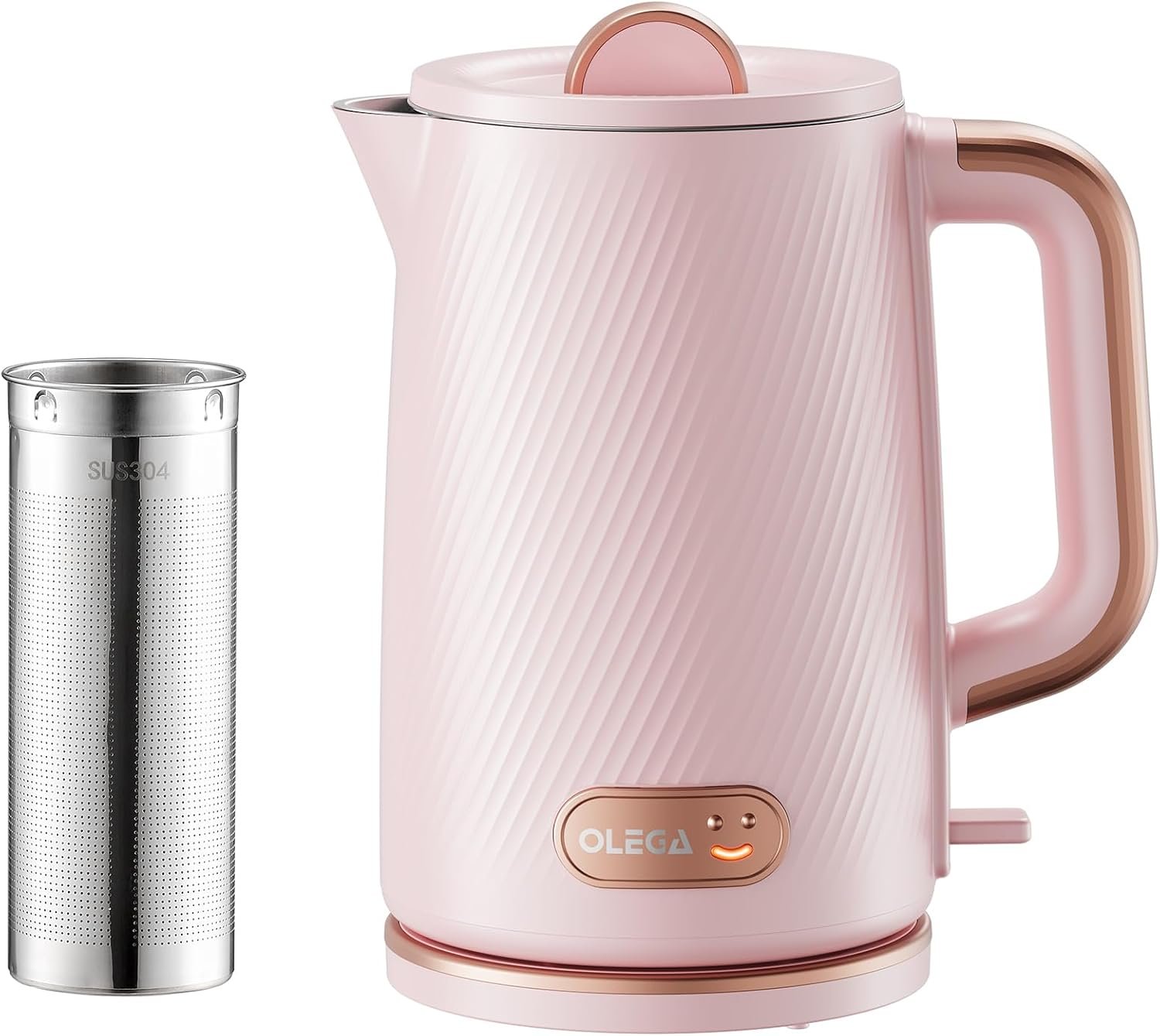 OLEGA Electric Kettle: 1200W Fast Boil Tea Kettles with Tea Infuser 1.5L