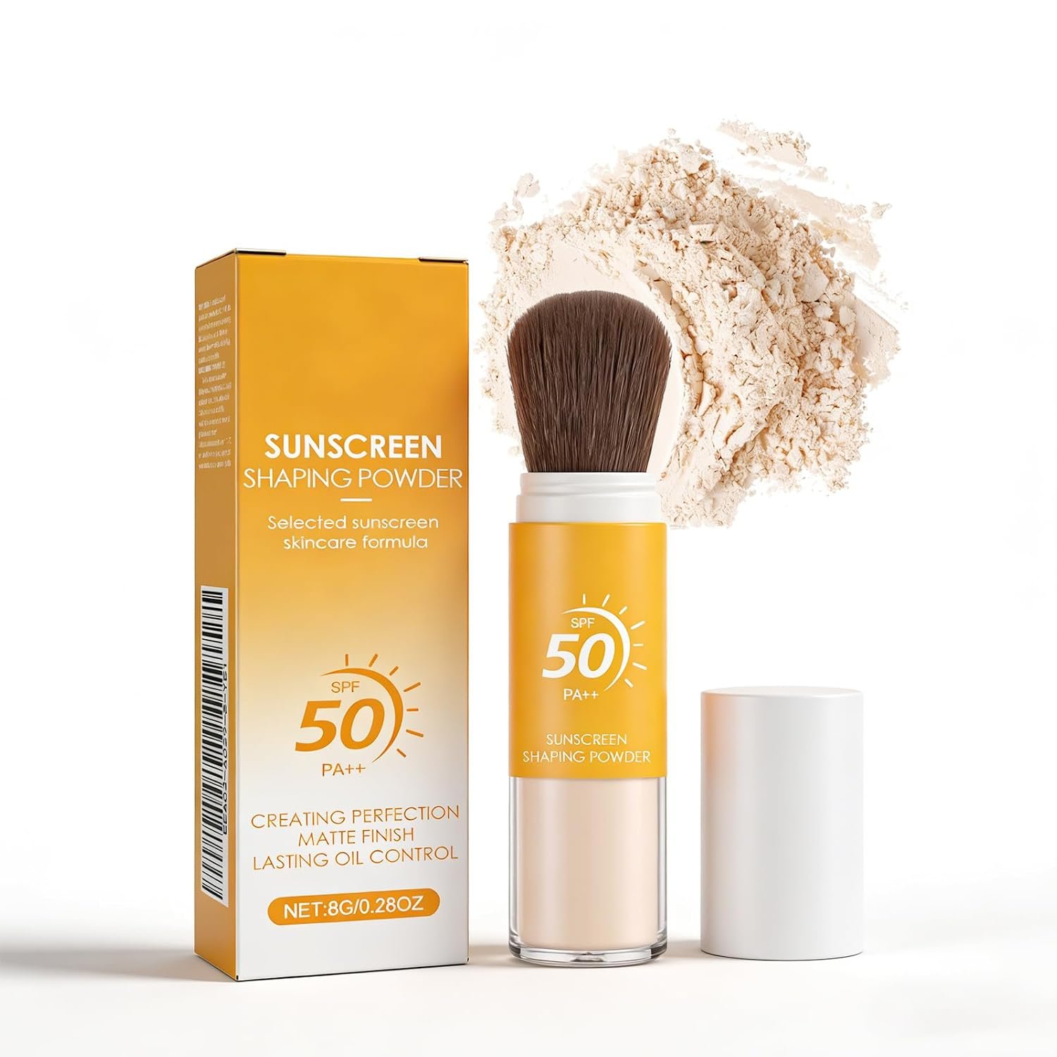 Mineral Powder Sunscreen Setting Makeup,SPF 50 Transparent Brush Powder,Mineral Sunscreen Setting Powder for Face & Scalp,Long-Lasting,Lightweight Breathable,Oil Control Natural Matte