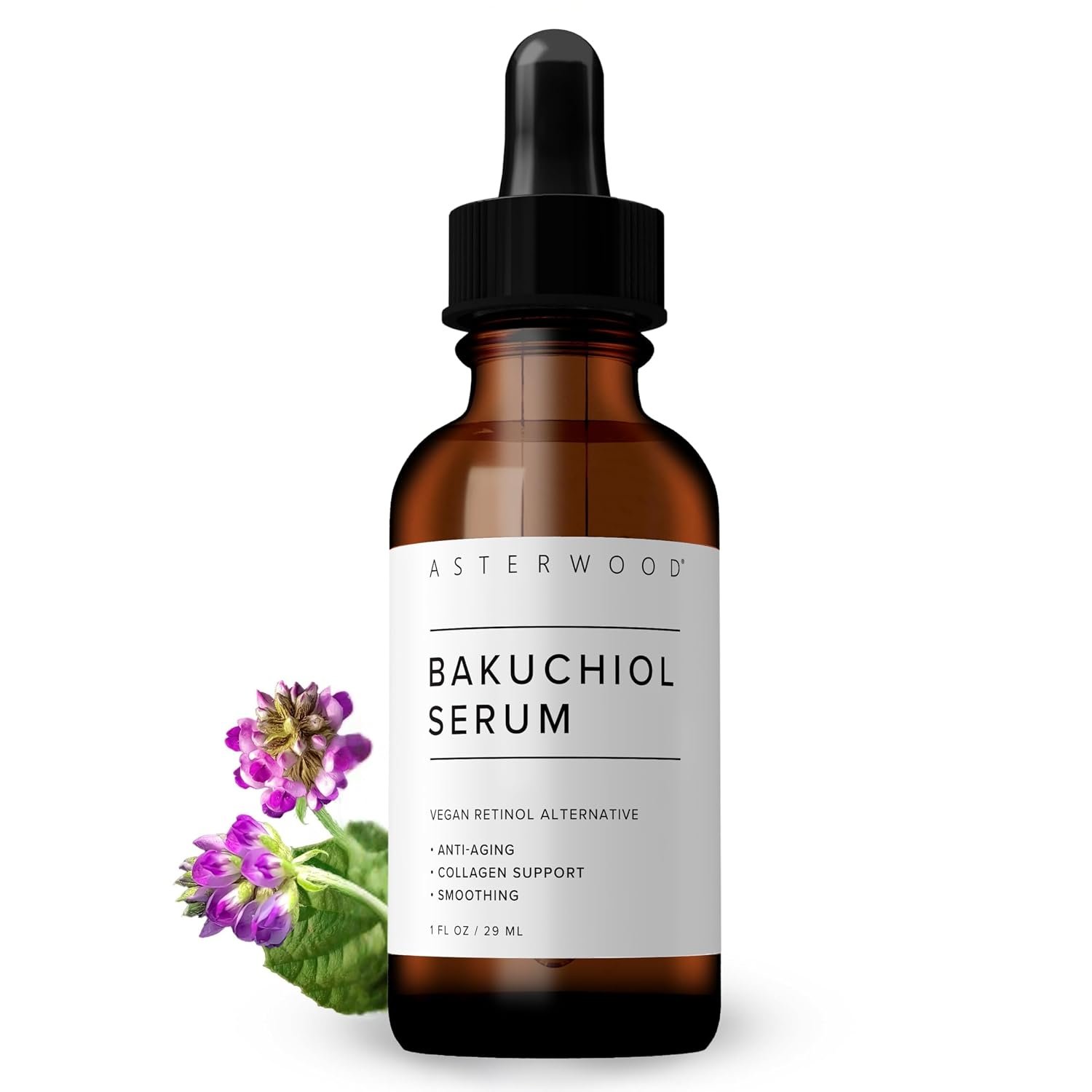 Asterwood Bakuchiol Serum for Face, Vegan Retinol Alternative, 1FL Oz