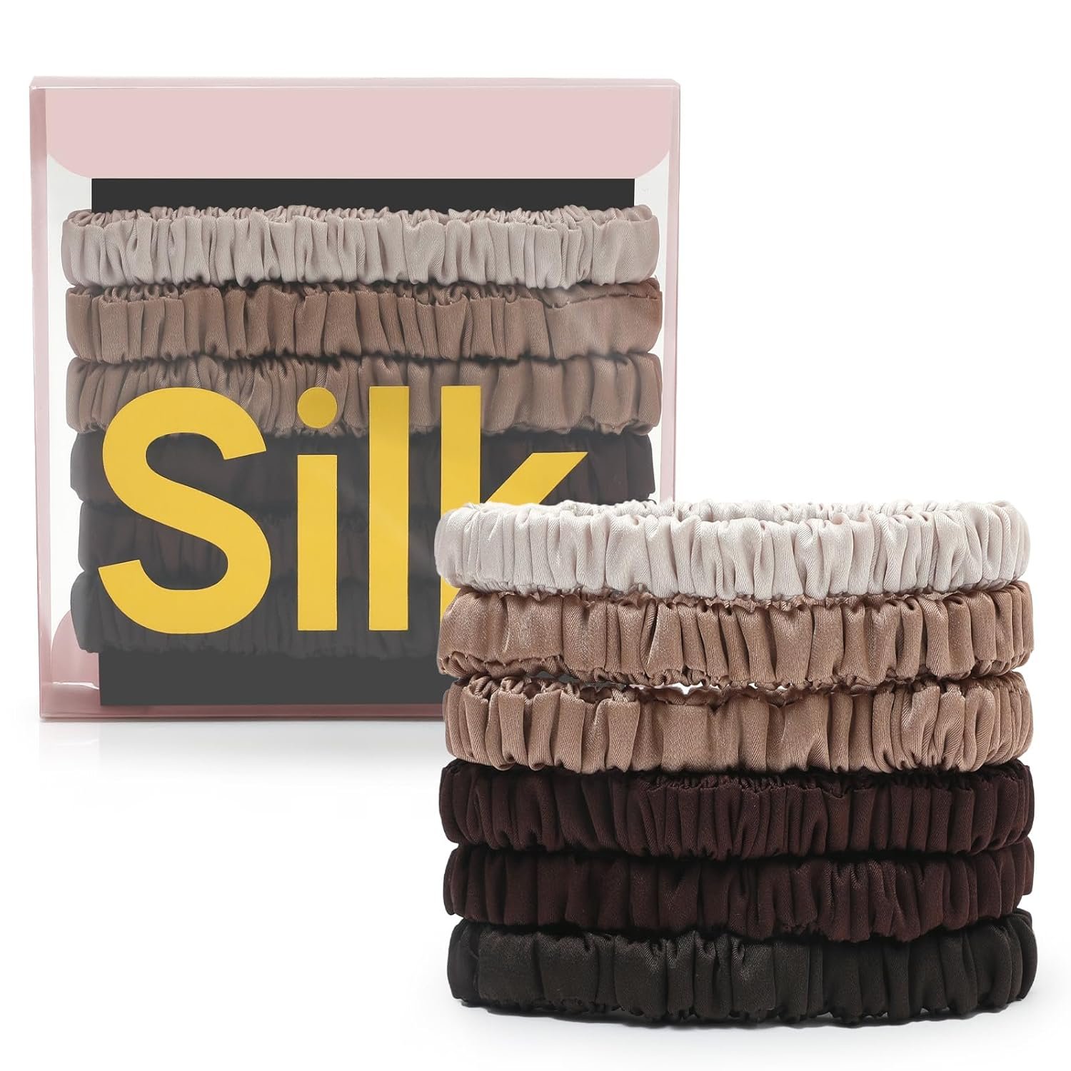 6Pcs Silk Hair Ties 100% Pure Mulberry Silk Scrunchies for Women Girls