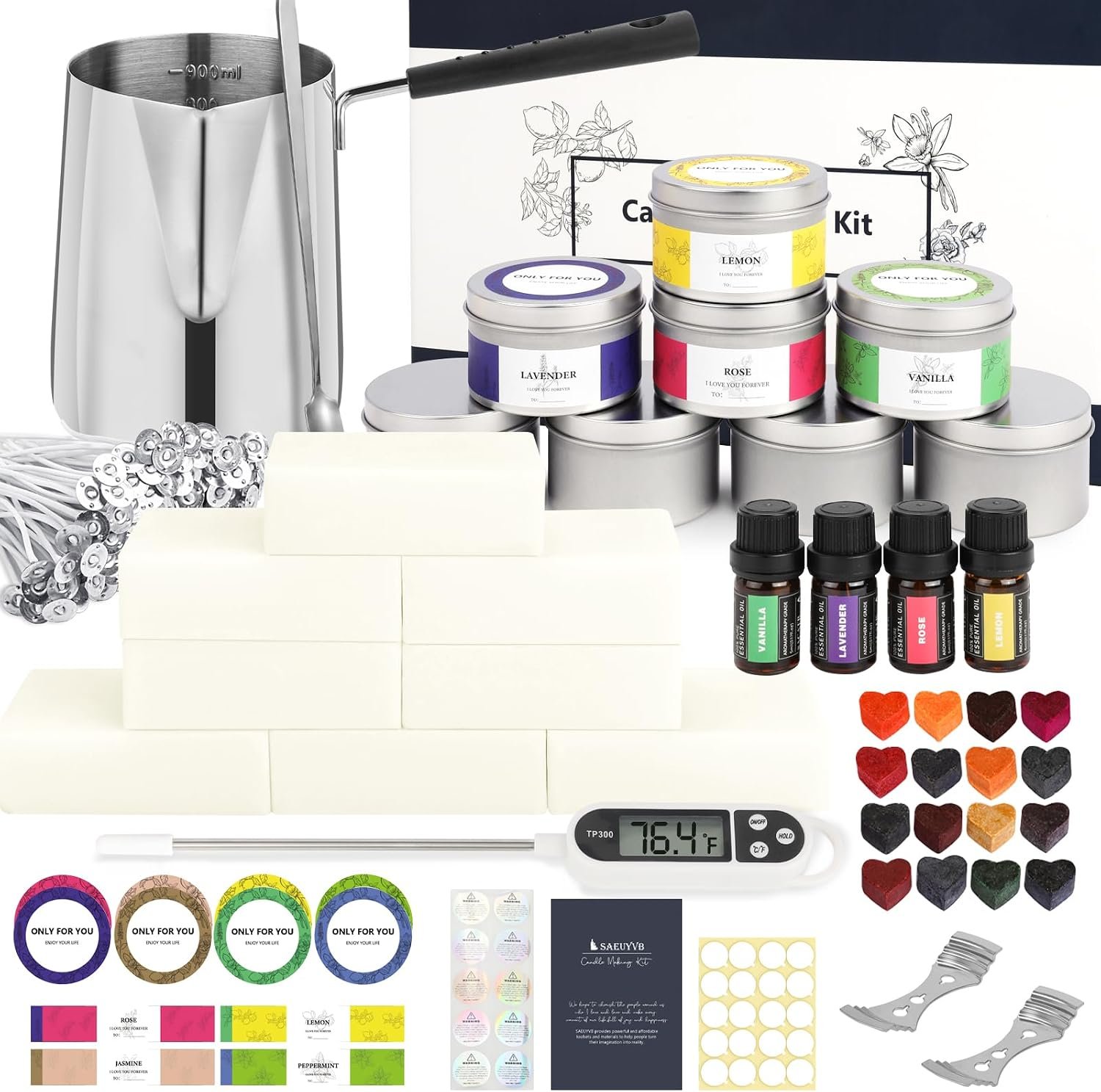 SAEUYVB Candle Making Kit,DIY Starter Soy Candle Making Supplies/Kit