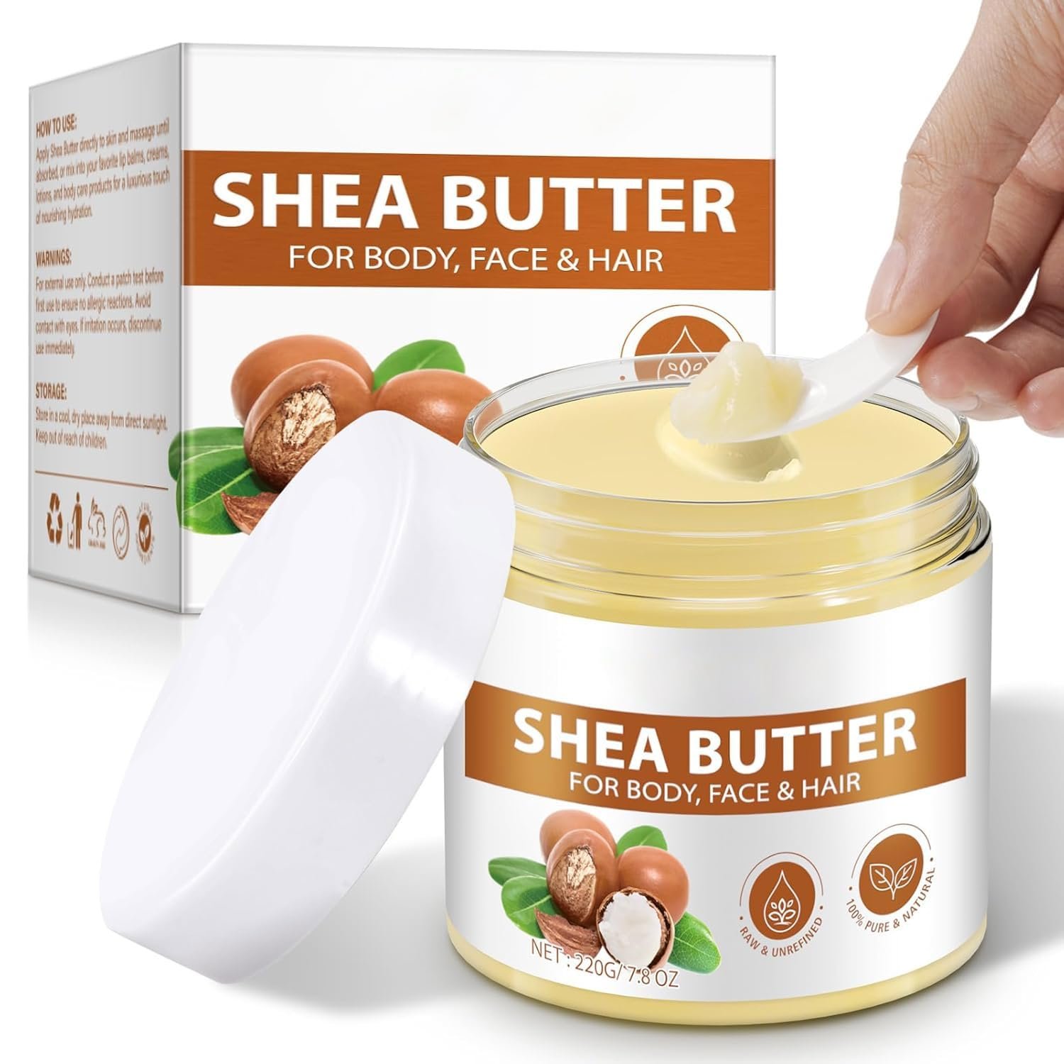 Raw Shea Butter, Natural Body & Face Butter, Rich in Vitamins A E F, 7.8 oz
