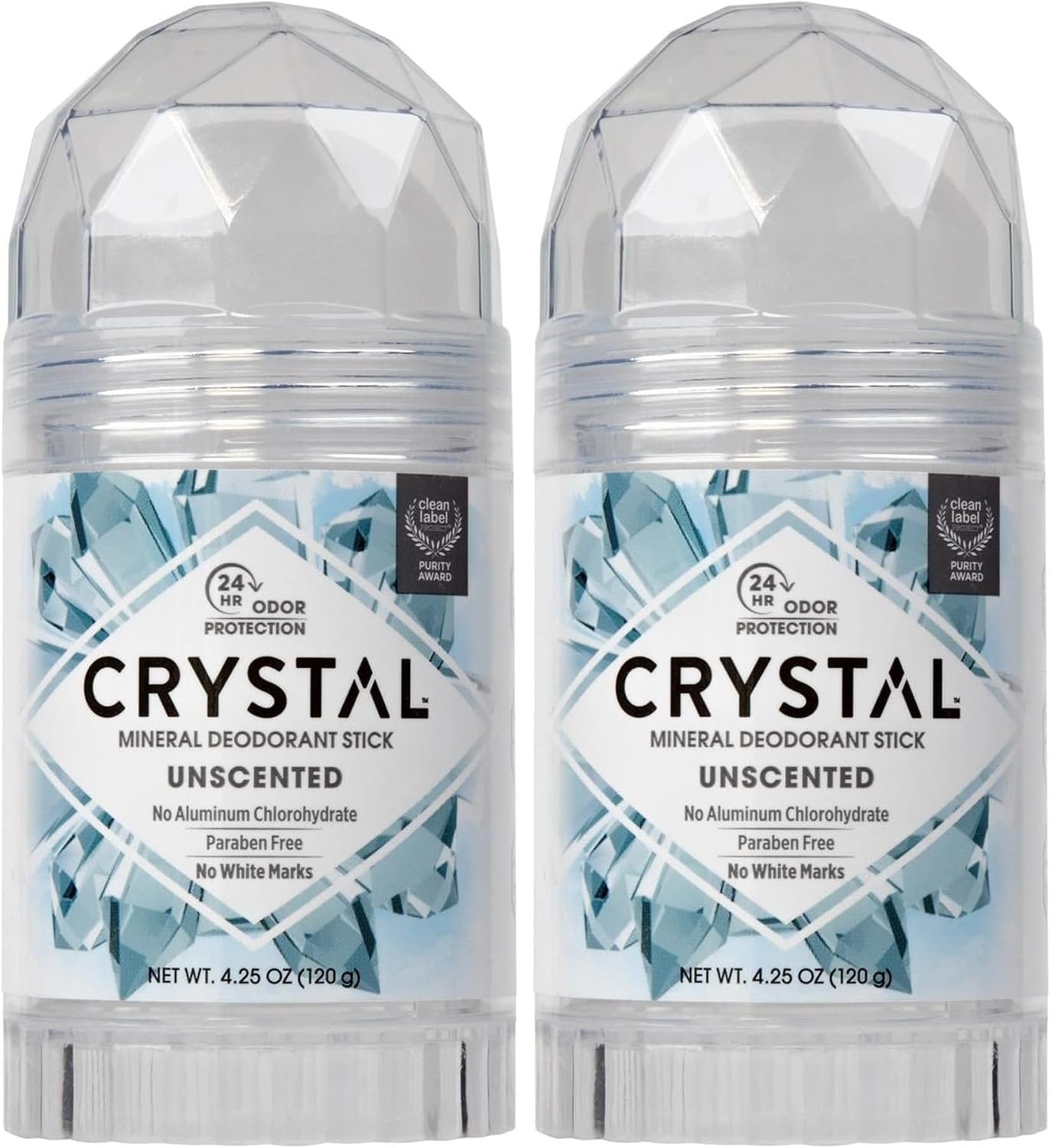 CRYSTAL Deodorant Stick (30003), Unscented, 4.25 Ounce (Pack of 2)