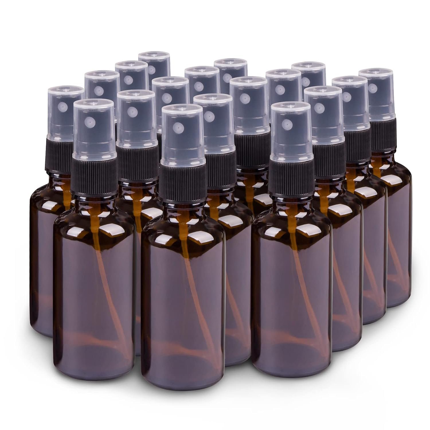 2oz Amber Glass Spray Bottles for Essential Oils, Set of 18