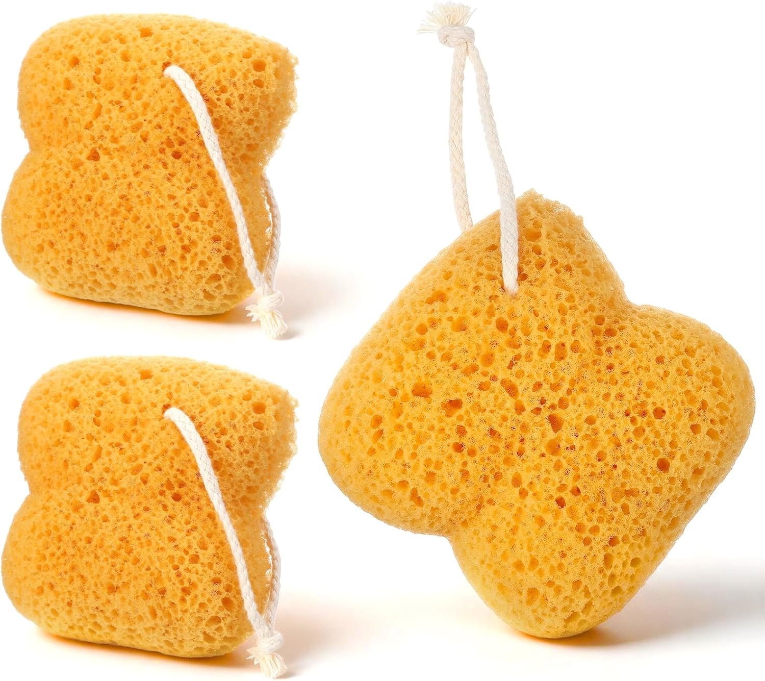 3 Pcs Natural Sea Sponges for Shower, Large Foam Sea Sponge Loofah for Body