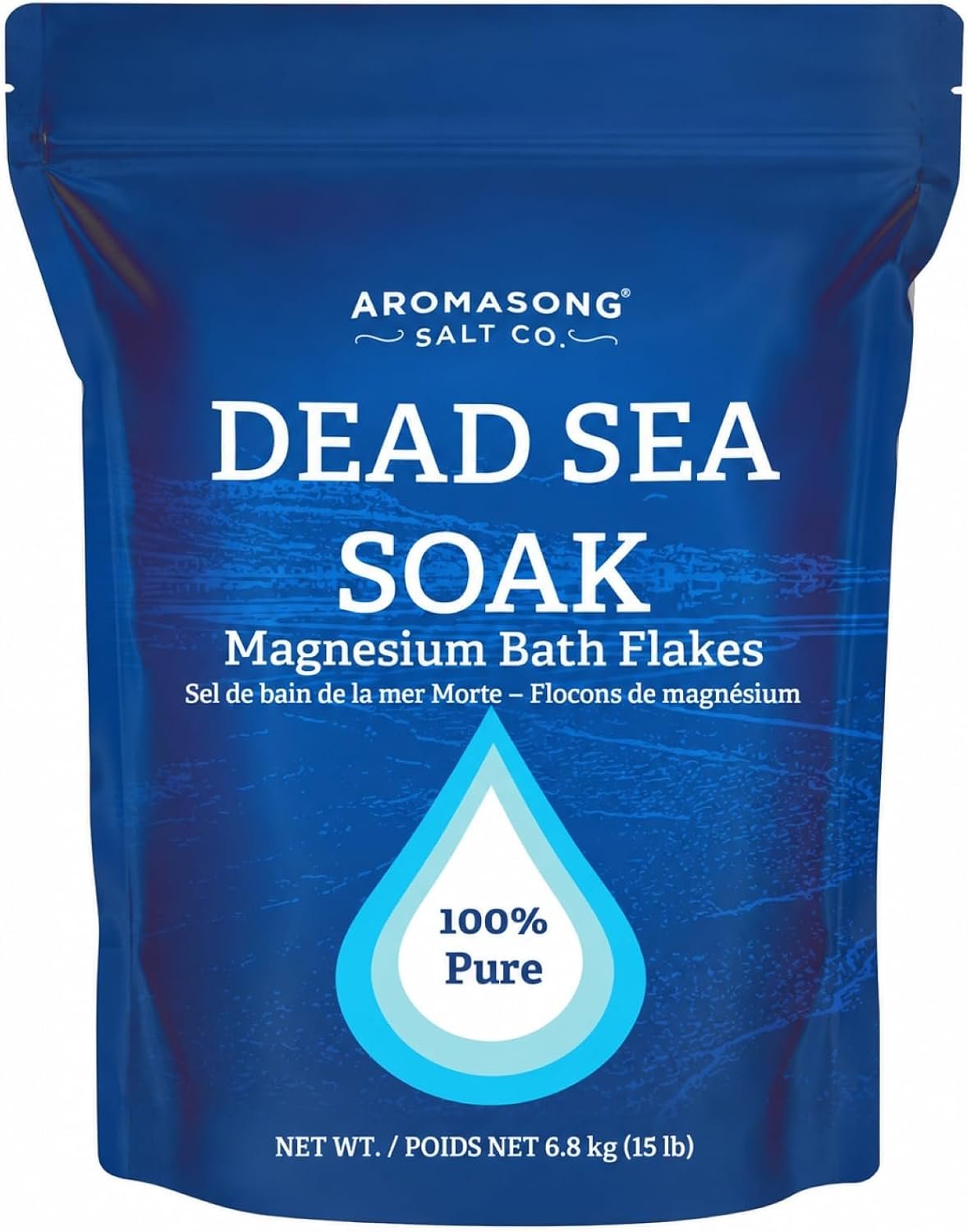 Aromasong Magnesium Flakes, 15lb – Dead Sea Bath & Foot Soak – Superior Alternative to Epsom Salt with 27,360 Mg of Magnesium Per Bath, Bulk Pack