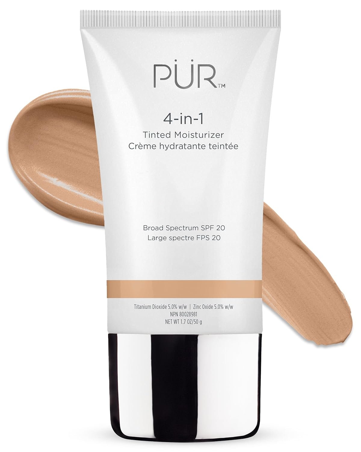 PÜR MINERALS 4-in-1 Tinted Moisturizer With SPF 20 – Hydrating Face Moisturizer, Primer, & Foundation With Shea Butter, Aloe Vera & Vitamin B3 – Vegan Friendly – Free of Paraben, Gluten & BPA