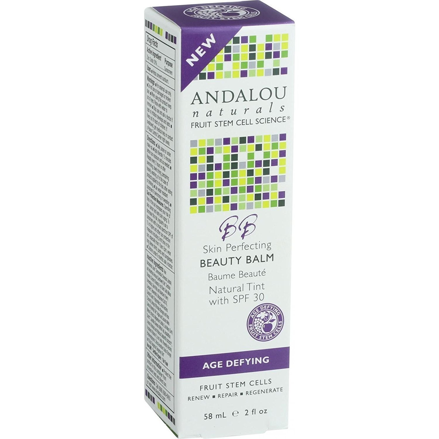 Andalou Naturals Skin Perfecting Beauty Balm – Natural Tint SPF 30 – 2 oz – Gluten Free – Complements most skin tones – Visible Age Defying results.