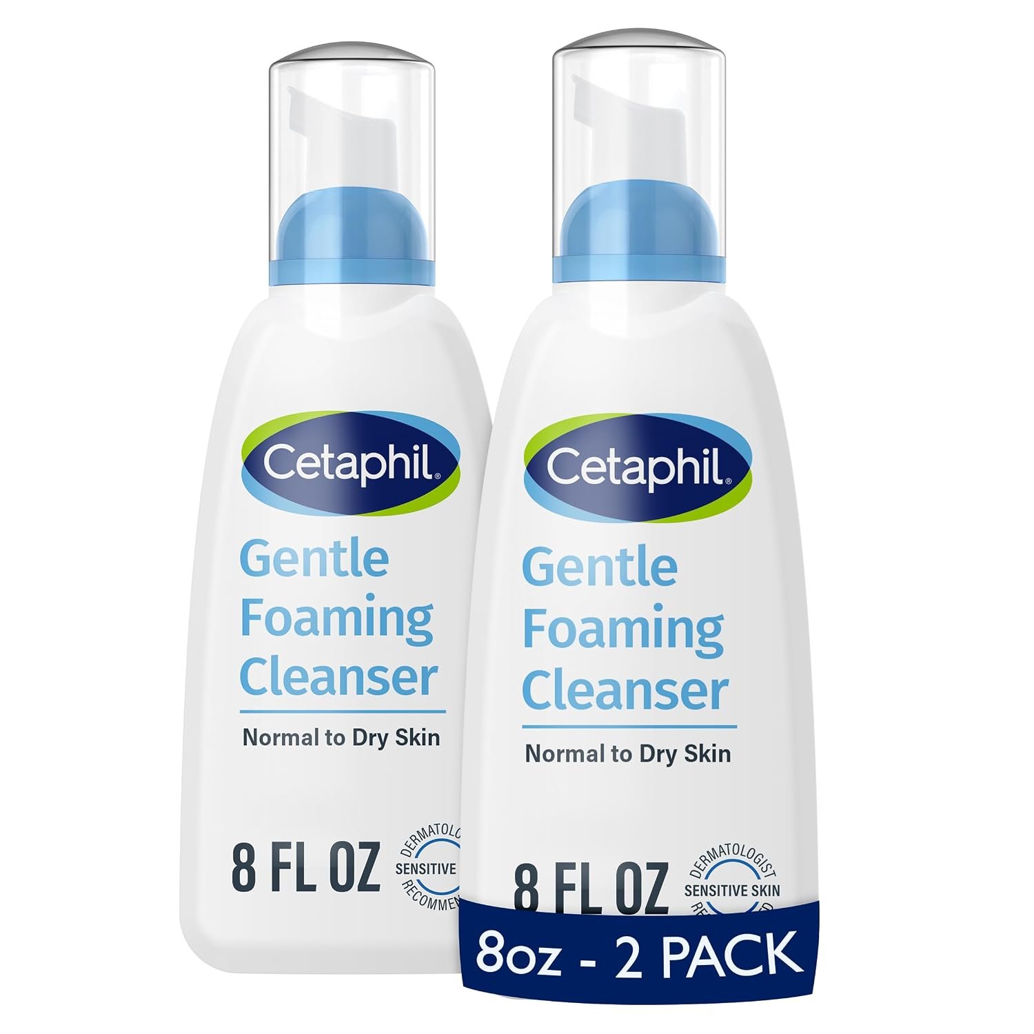 Cetaphil Oil Free Gentle Foaming Facial Cleanser, Sensitive Skin, 8oz, 2ct