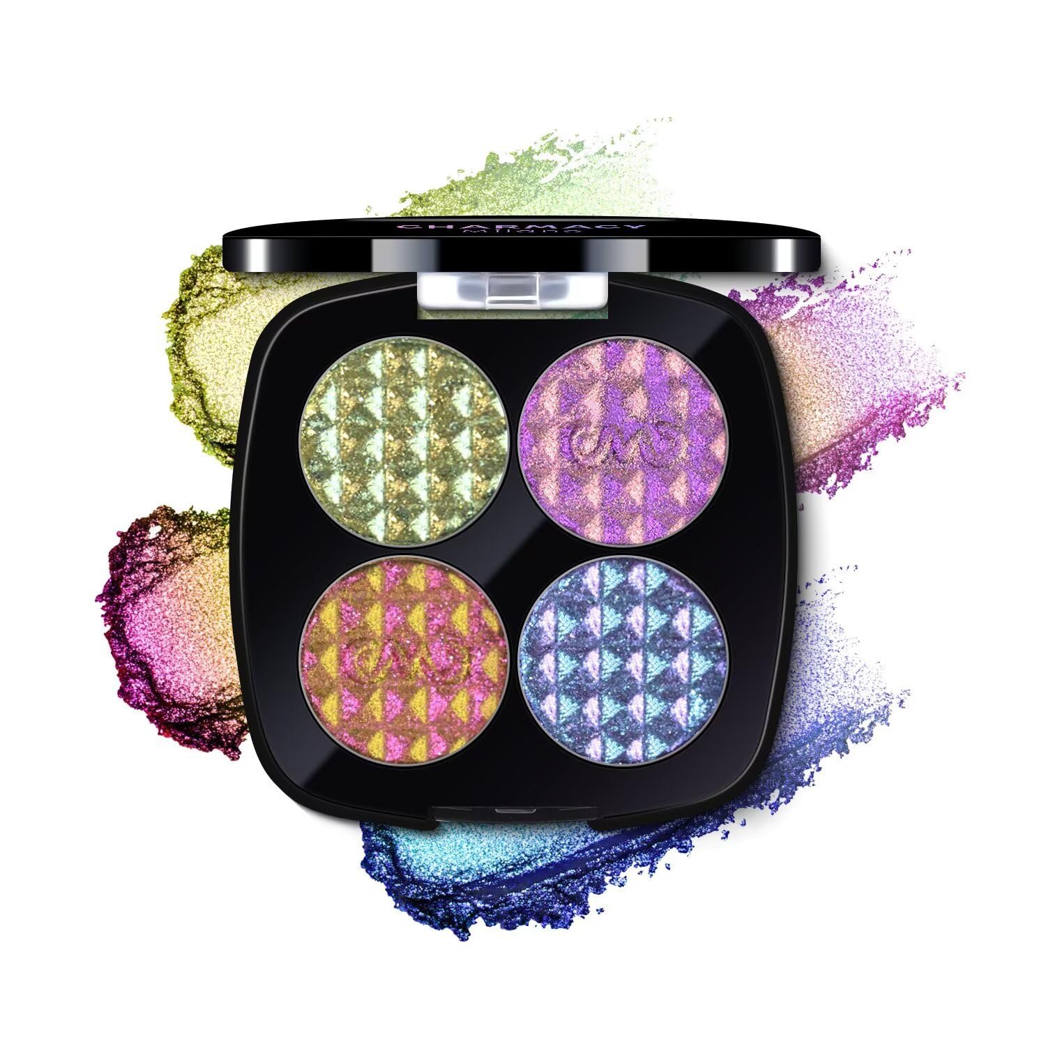 CHARMACY 4 Colors Chameleon Eyeshadow & Highlighter Palette – Shift-Infused Multichrome Pressed Pigments, Long-Lasting Velvet Finish, Vegan & Cruelty-Free Makeup Kit #01