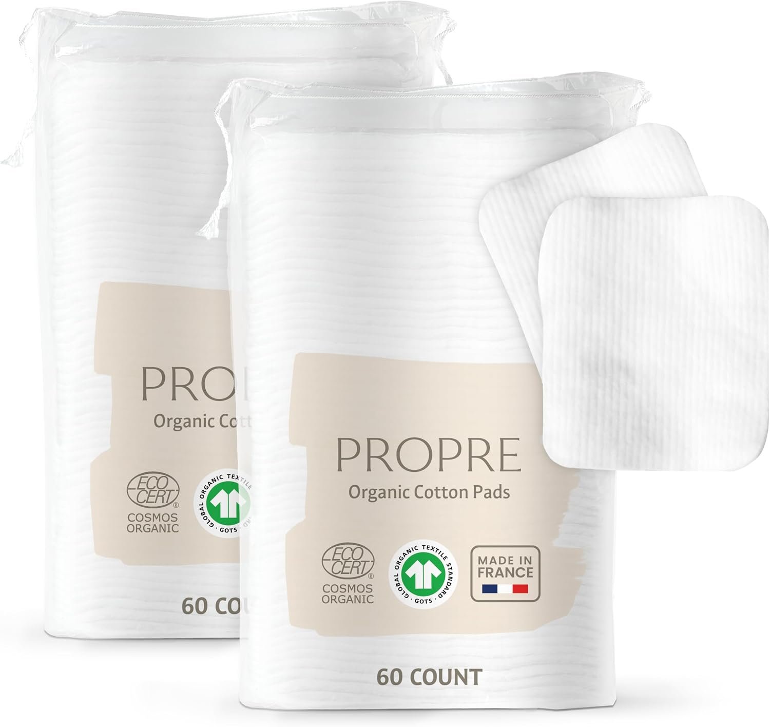 Propre Baby XL Organic Cotton Pads, 2-Pack, 120ct