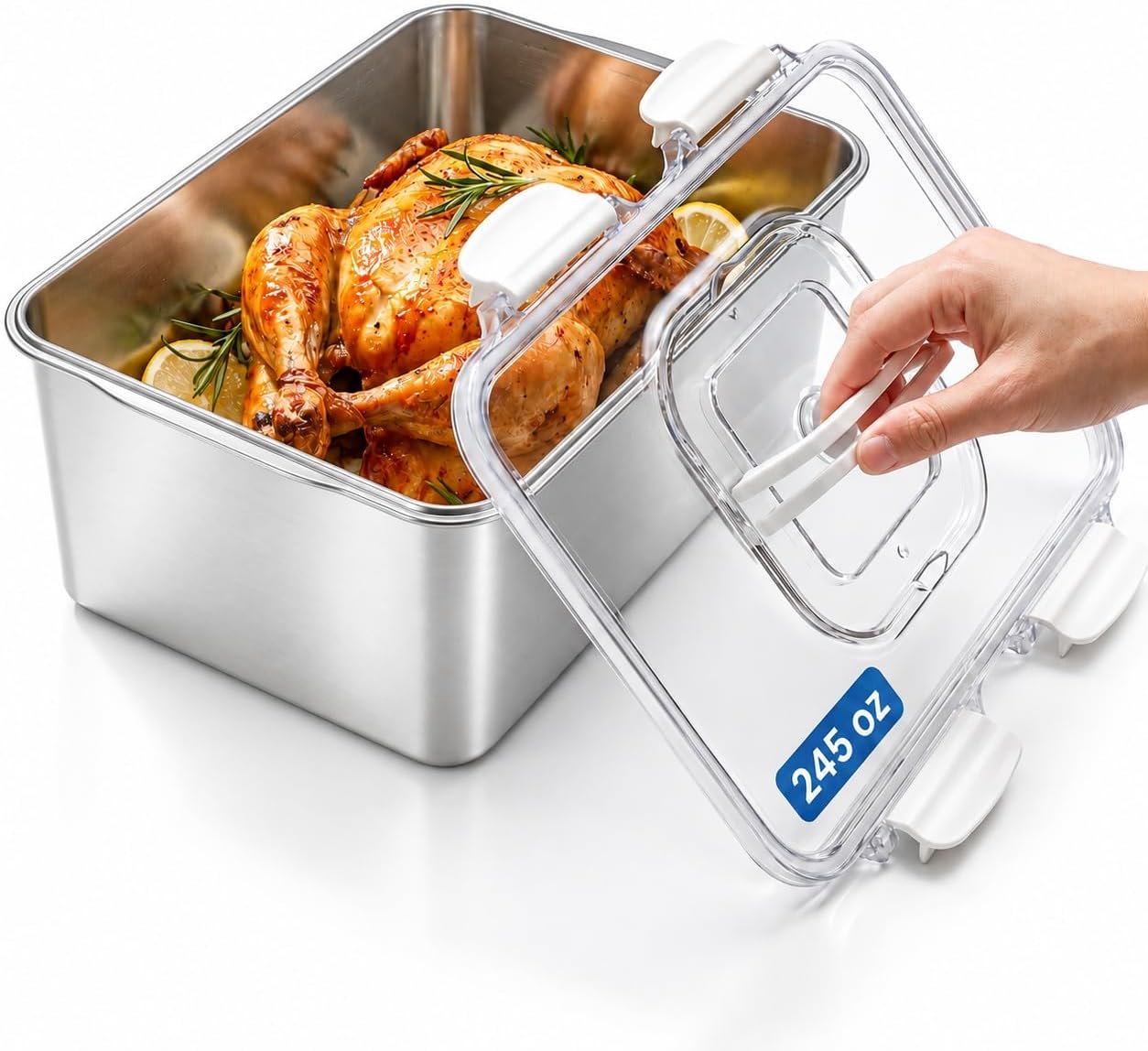 Extra Large 304 Stainless Steel Food Storage with Airtight Lids 7L/245oz