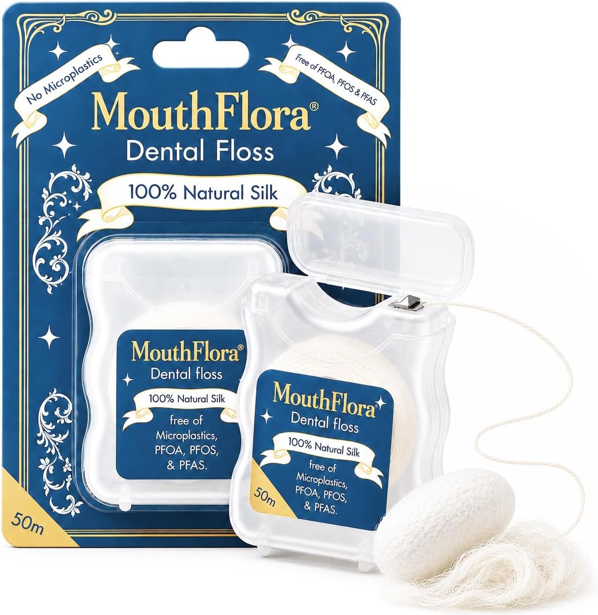 Natural Mulberry Silk Dental Floss – 50 m / 54.7 yd