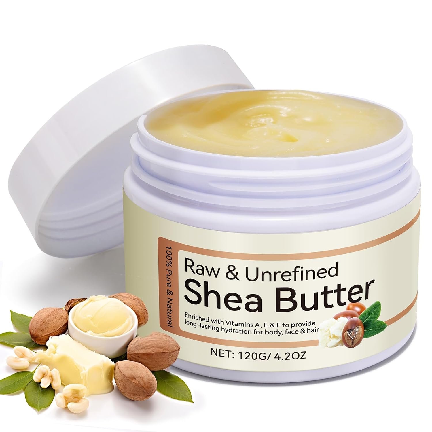 Unrefined Shea Butter Raw Organic for Skin and Hair, Pure and Natural Raw Shea Butter Moisturizer for Dry Skin Care 1Pack
