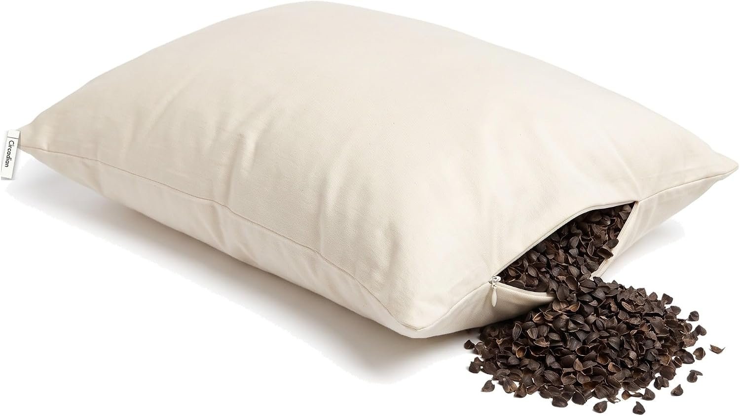 Circadian USA-Grown Buckwheat Pillow for Neck Support, Firm and Adjustable