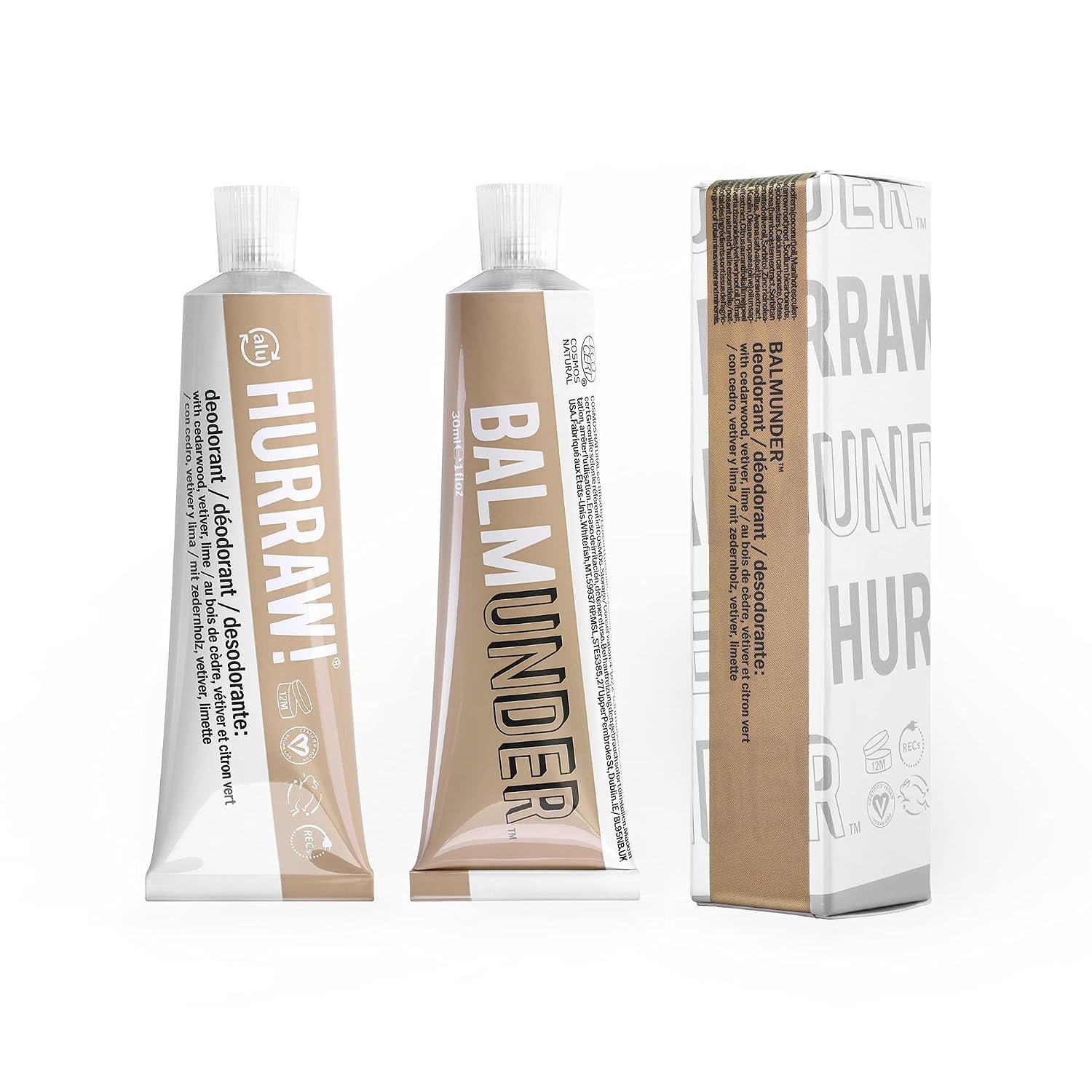 Hurraw! Balmunder Deodorant: 100% Natural body odor control that works (Cedarwood Vetiver Lime): Make a pit stop! Non-greasy, Certified Organic and Vegan. For Underarms, Cracks, Toes. Made in USA. 1oz
