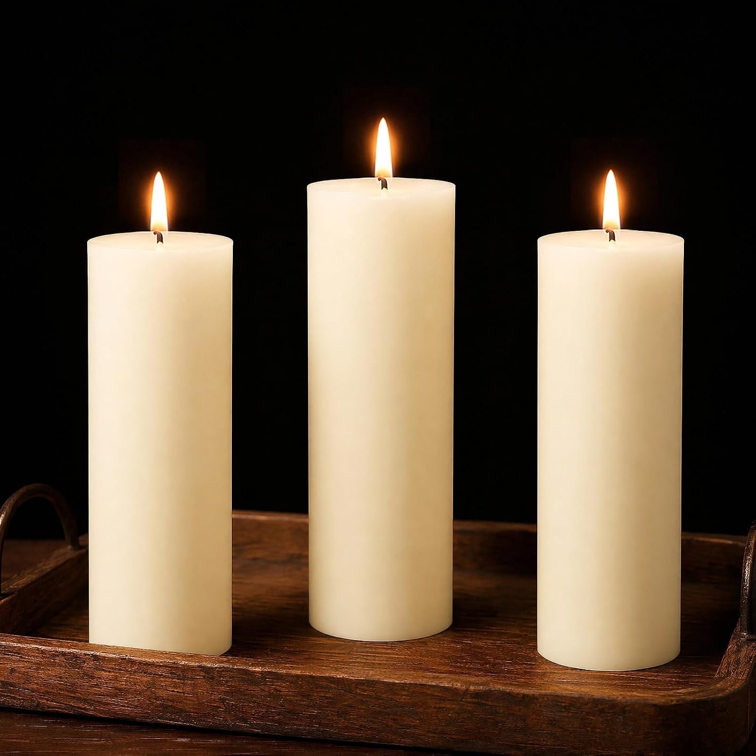 3 Pack White Pure Natural Beeswax Pillar Candles 2×6 Inch