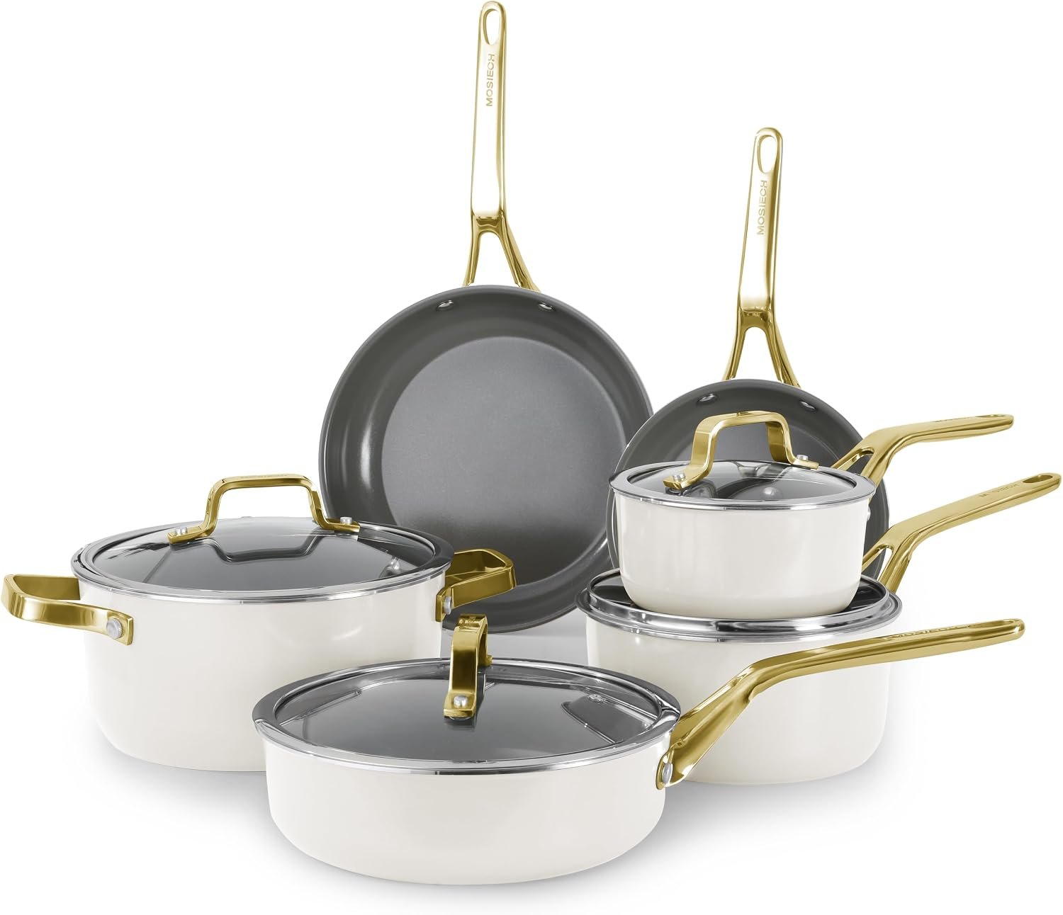 10 Pc Nonstick Ceramic Cookware Set White Prime Big Deal Days Pans