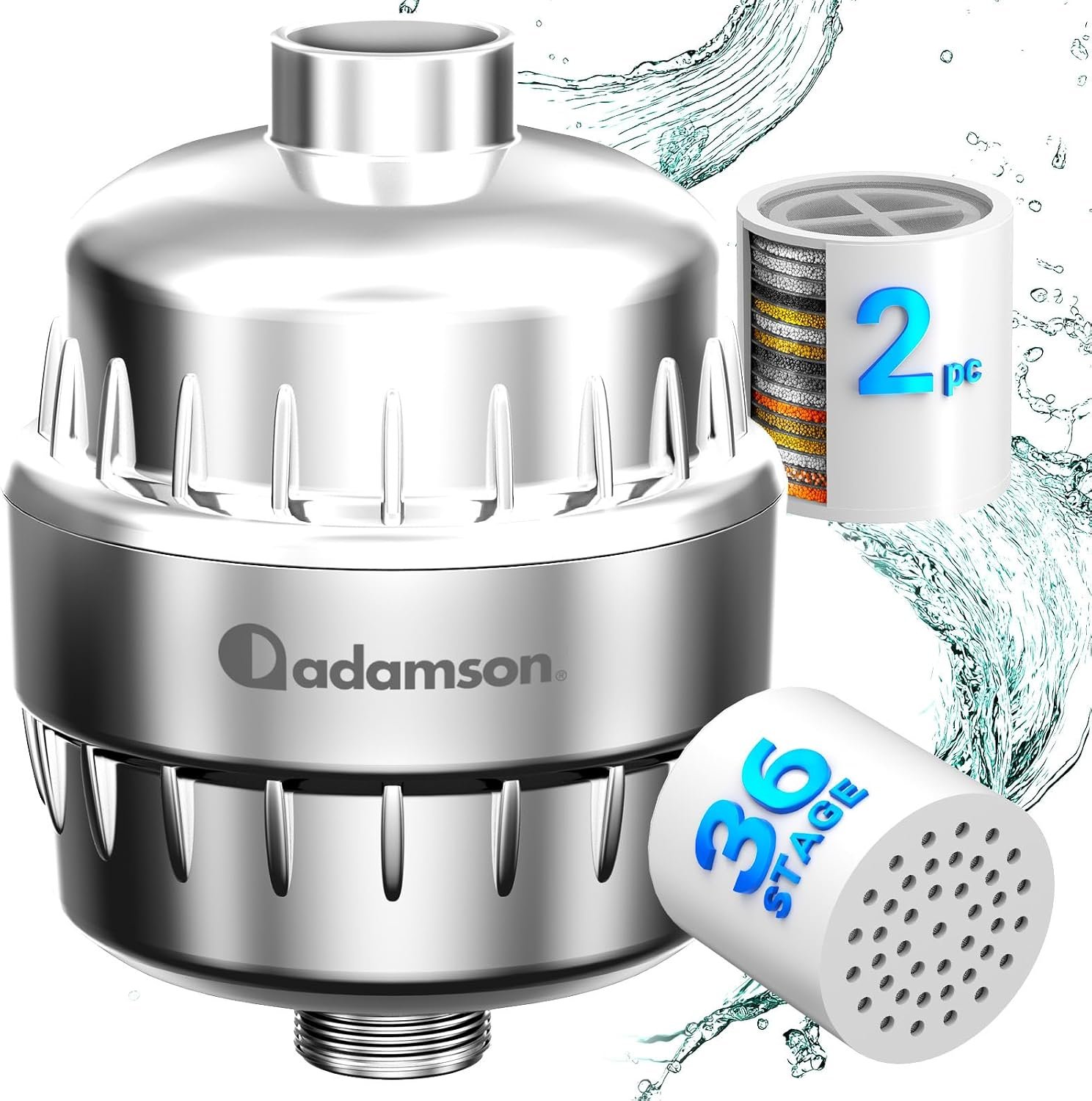 Shower Filter for Hard Water, 36-Stage Chrome, Reduces Chlorine, Limescale