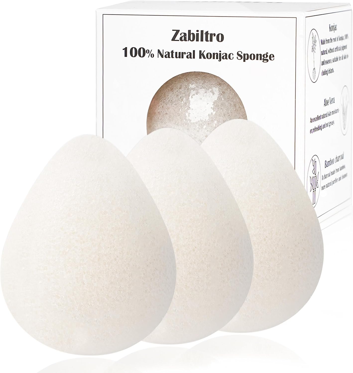 Natural Walnut Konjac Facial Sponges – Waterdrop- for Gentle Face Cleansing and Exfoliation Eco-Friendly – Skincare Face Body Washing Cleaning – with White Pure Konjac,3pc.