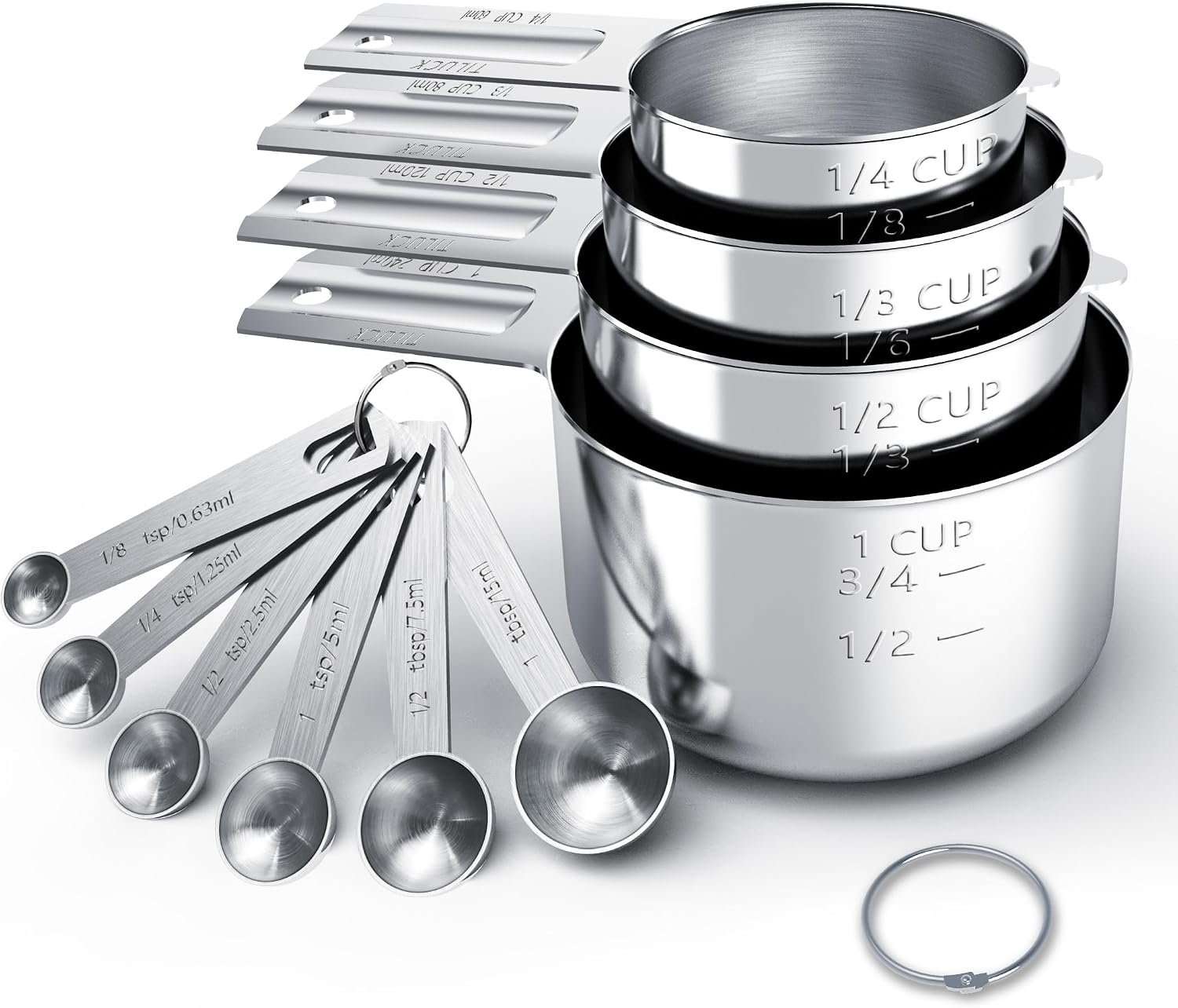 TILUCK Stainless Steel Measuring Cups & Spoons Set, Cups and Spoons