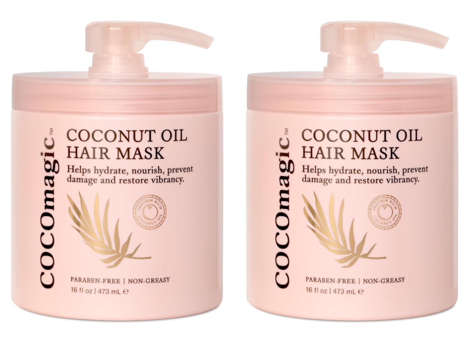 Cocomagic Coconut Oil Hair Mask – Repairs Damage, Prevents Frizz, Restores & Adds Shine | Protein Rich & Extra Hydrating | Paraben Free (16 Fl Oz, 2 Pack)