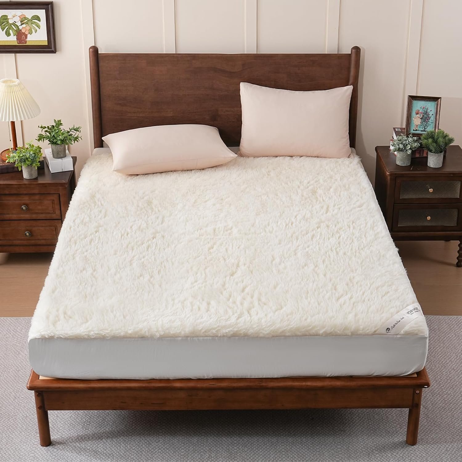 YOUR MOON Wool Mattress Pad with Plush Merino Wool Surface, Queen