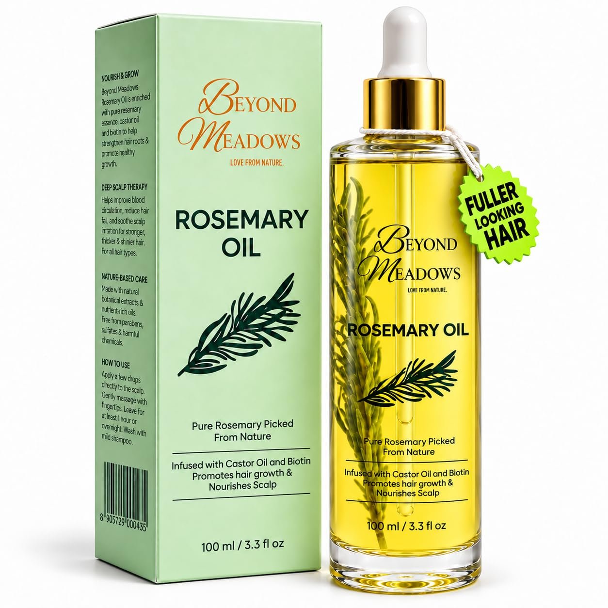 Organic Rosemary Oil for Hair Growth with Biotin, 3.38 fl oz