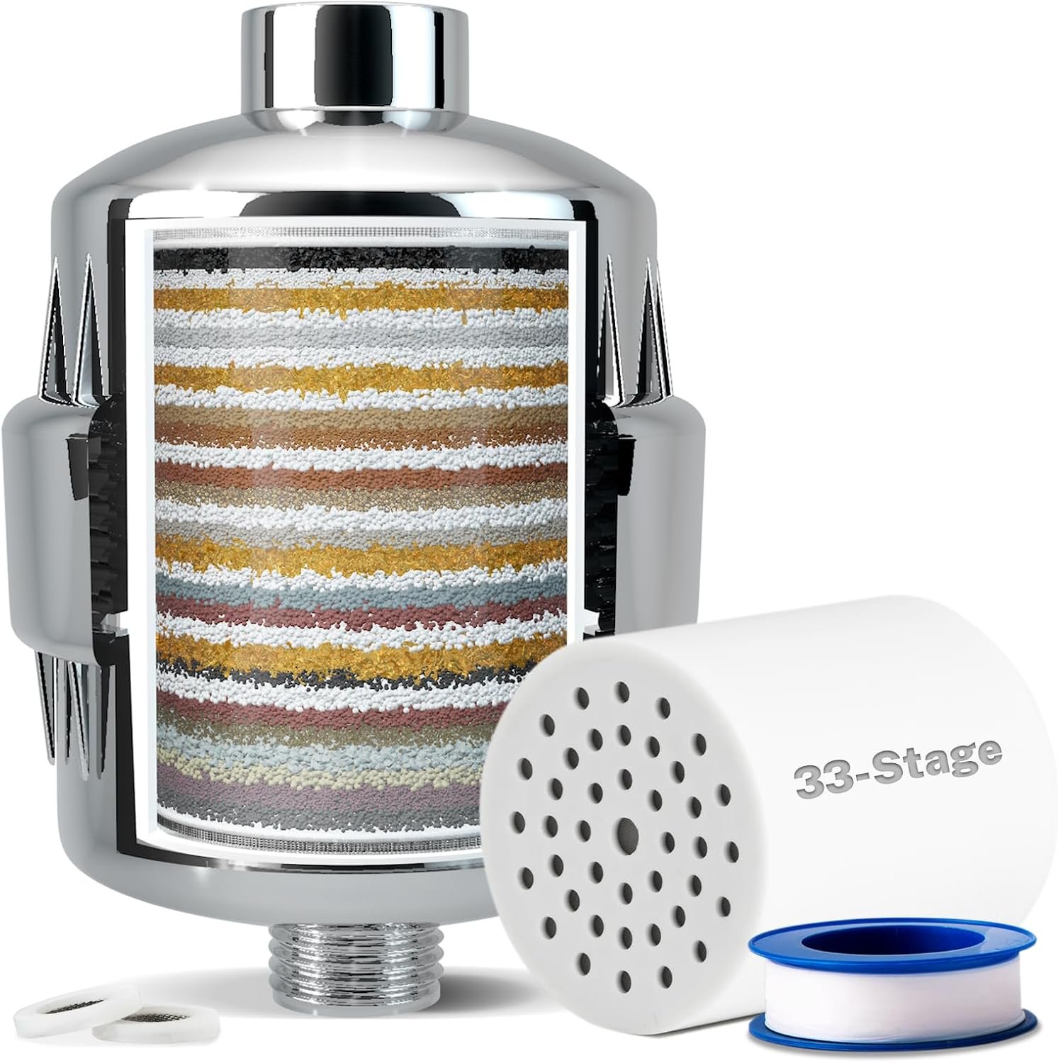 iSpring SF2S 33-Stage Universal Shower Head Filter for Hard Water