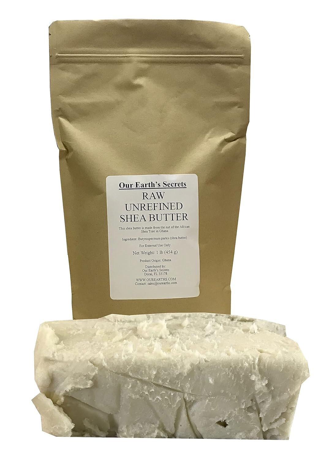 Our Earth’s Secrets Ivory Raw Unrefined Shea Butter Top Grade, 1 Pound