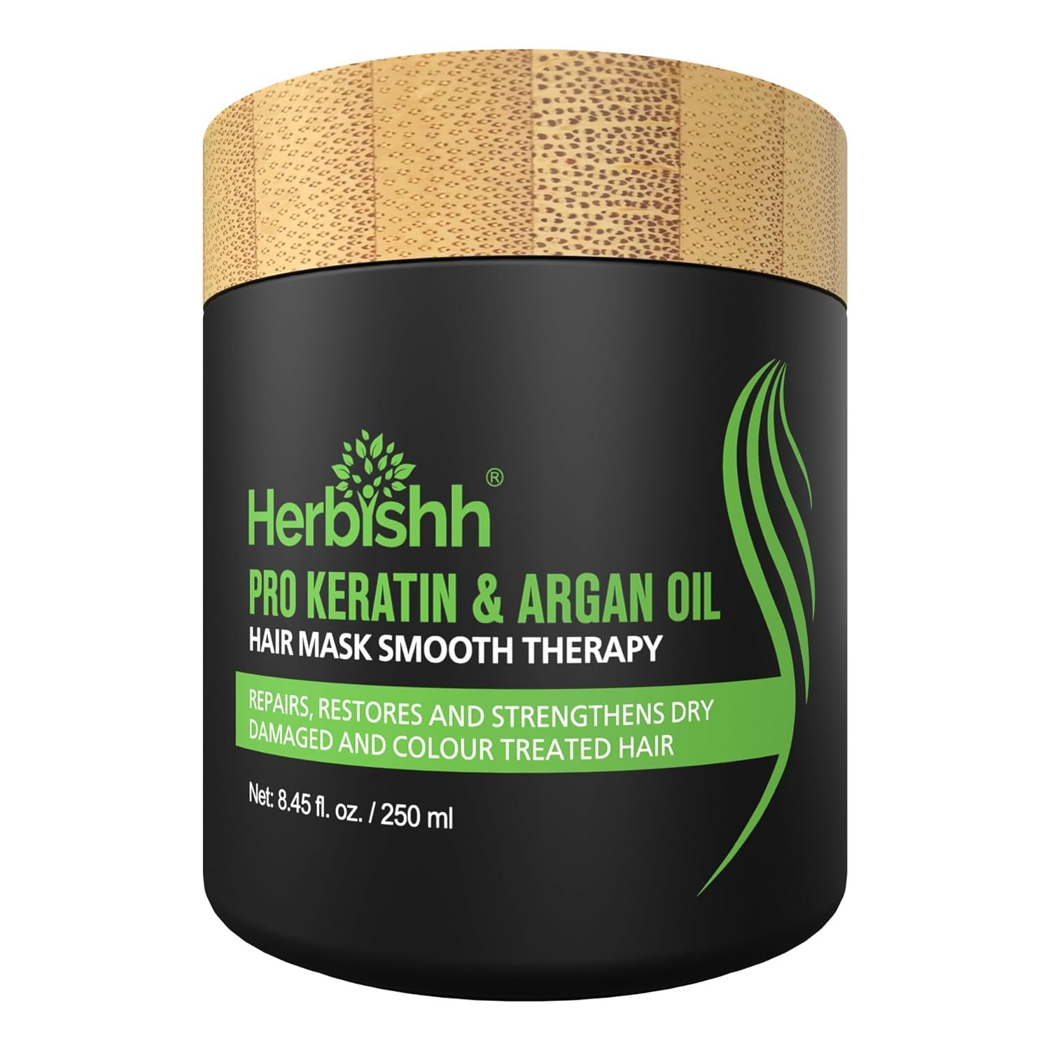 Herbishh Argan Hair Mask-Deep Conditioning & Hydration For Healthier Looking Hair for very Dry, Weak, Stressed Out Hair, No Silicones, No Sulphates, No Parabens (8.45 fl oz)