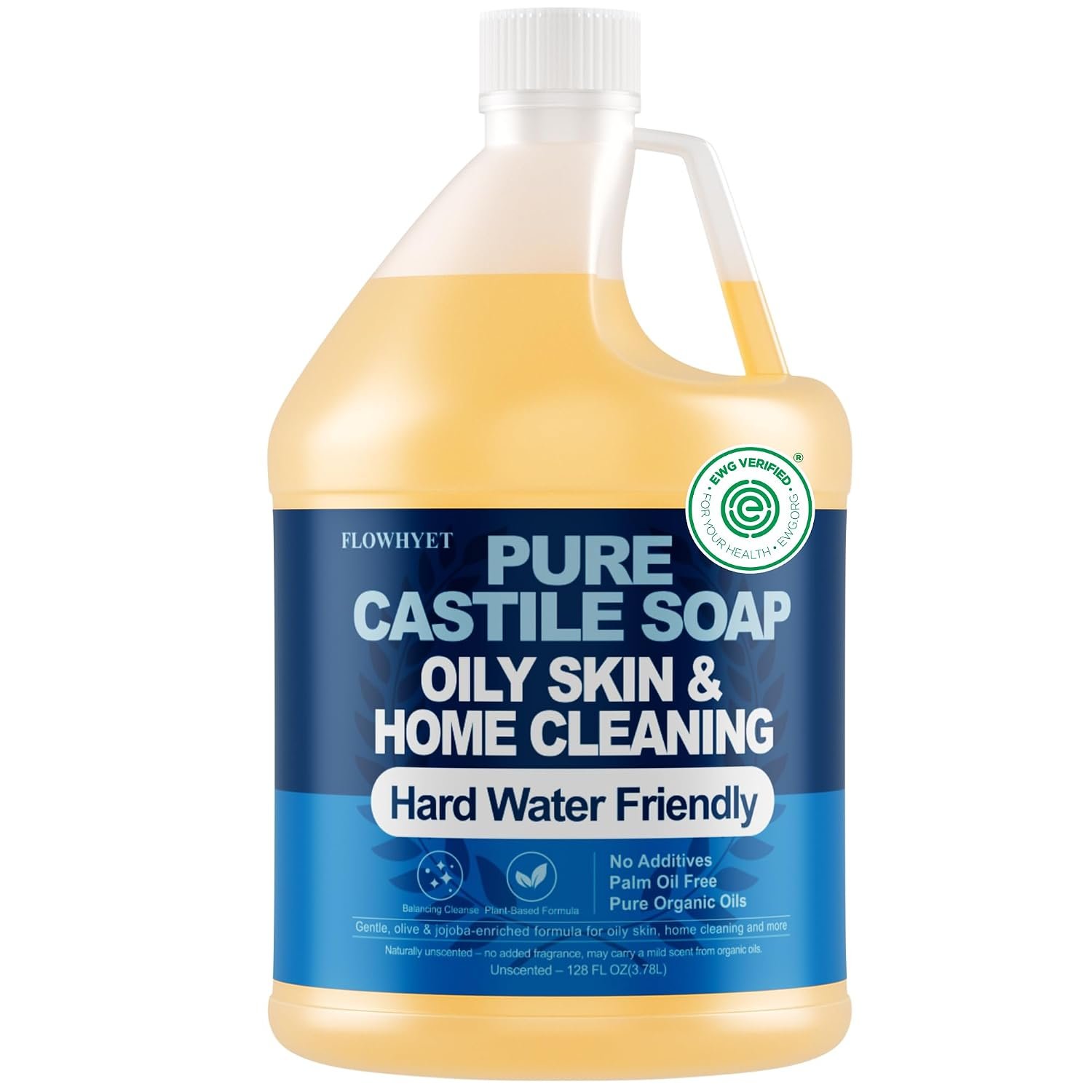 1 Gallon Pure Castile Soap Liquid EWG Verified Unscented