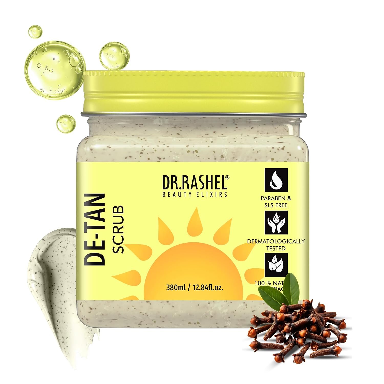 DR.RASHEL De-Tan Scrub 12.84 Fl Oz 380ml | Face, Body, Hand & Foot Exfoliator | Walnut Powder & Clove Extract | Tan, Dead Skin & Blackhead Care | Oil Control | Suitable for Most Skin Types