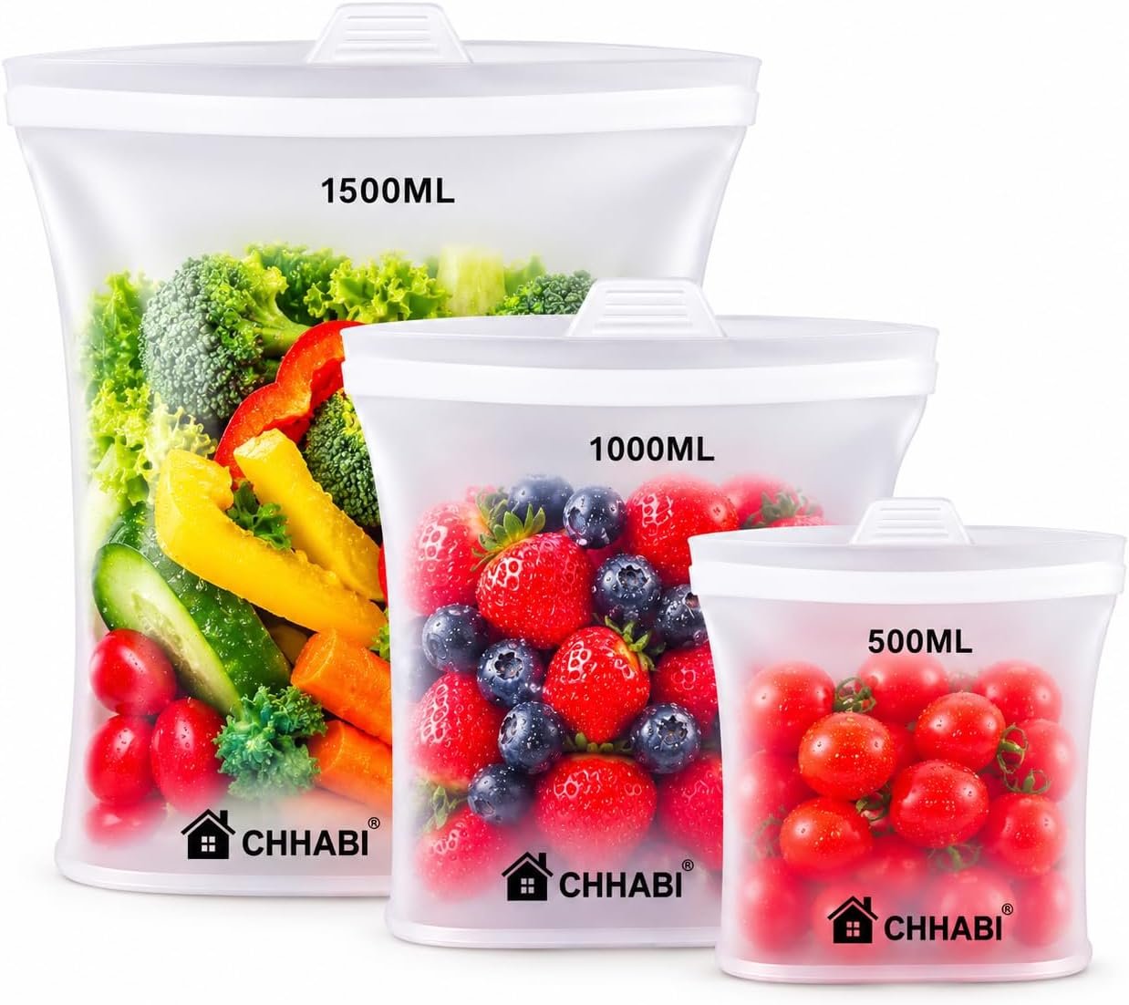 Reusable Platinum Silicone Food Storage Bags 3 Pack – Dishwasher Safe, Leak Proof, BPA-Free, ECO Friendly