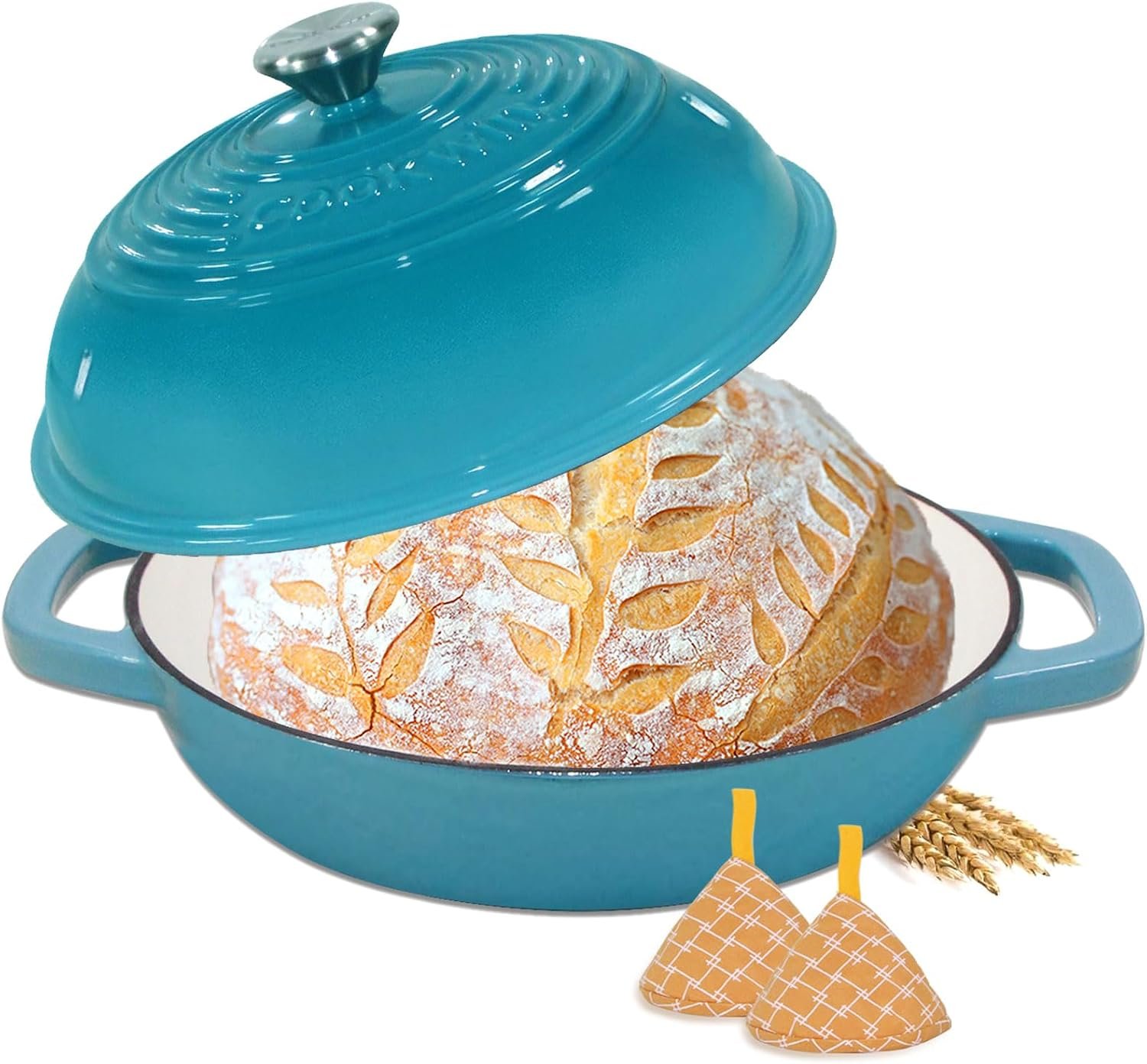 6 Qt Enameled Cast Iron Bread Oven, Dutch Oven for Sourdough Baking