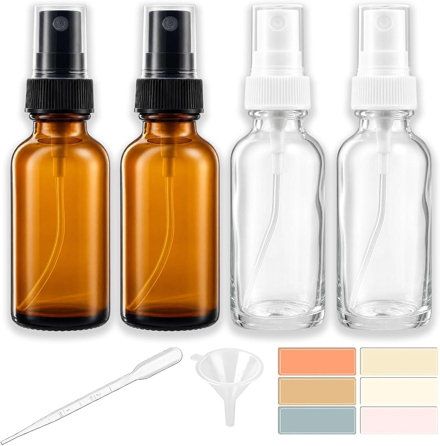 Zkupanx 4 Pack 1oz Small Glass Spray Bottles for Travel, Leak-Resistant