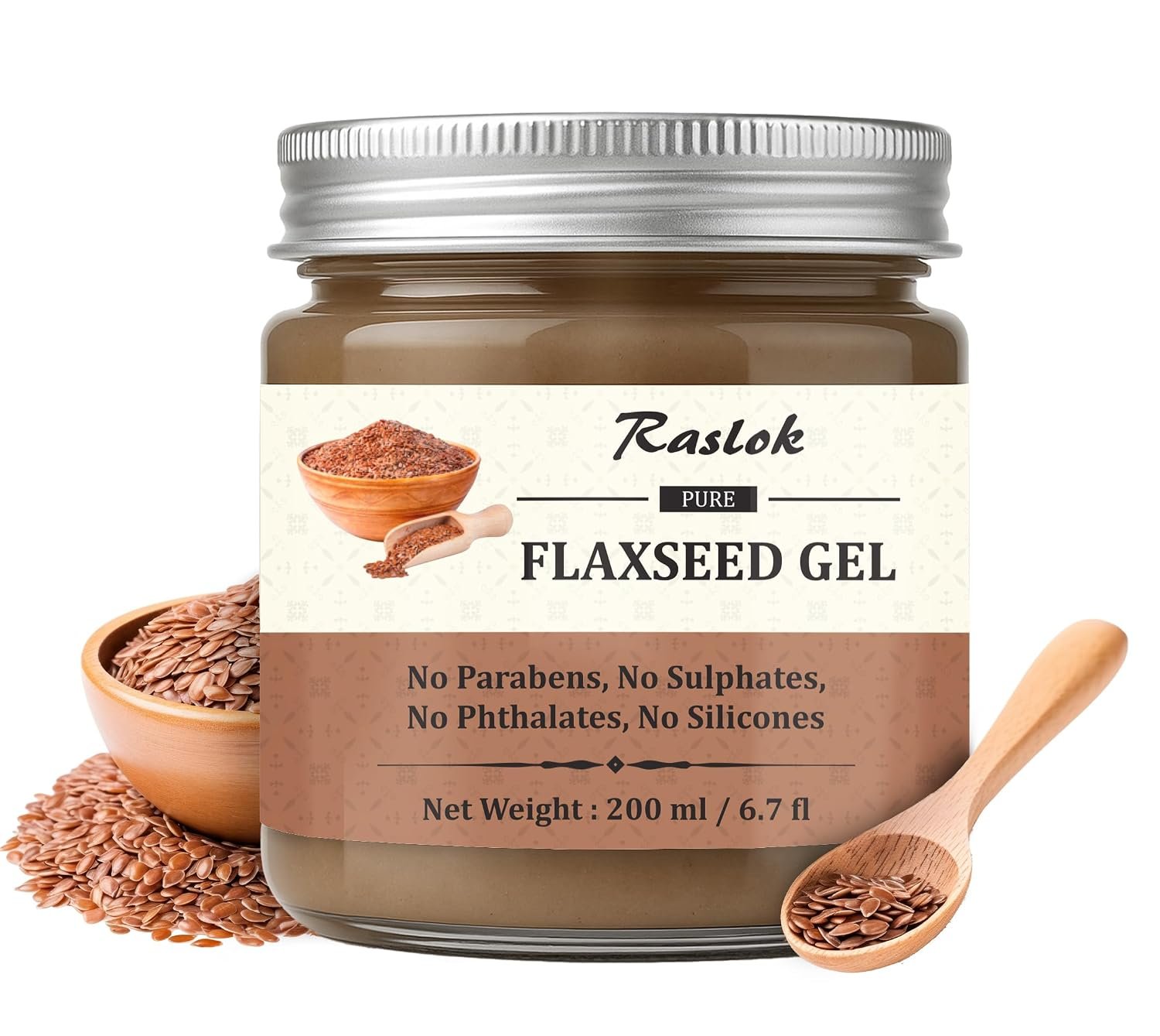 Raslok Pure Flaxseed Gel| Hydrates & Nourishes Hair | Lightweight & Gentle Formula | Supports Healthy-Looking Hair | Safe for All Hair Types | Hair Curling Gel 6.7 fl oz – 200ml