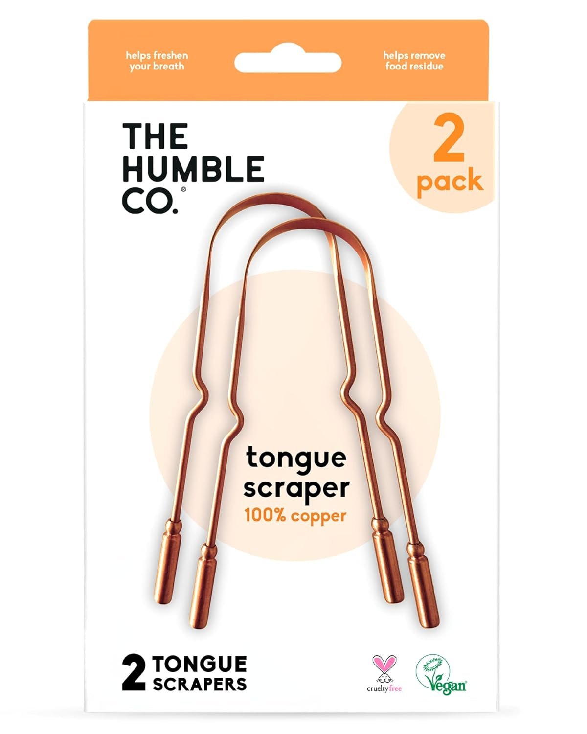The Humble Co. Tongue Scraper, Tongue Cleaner, Copper (2 Pack)