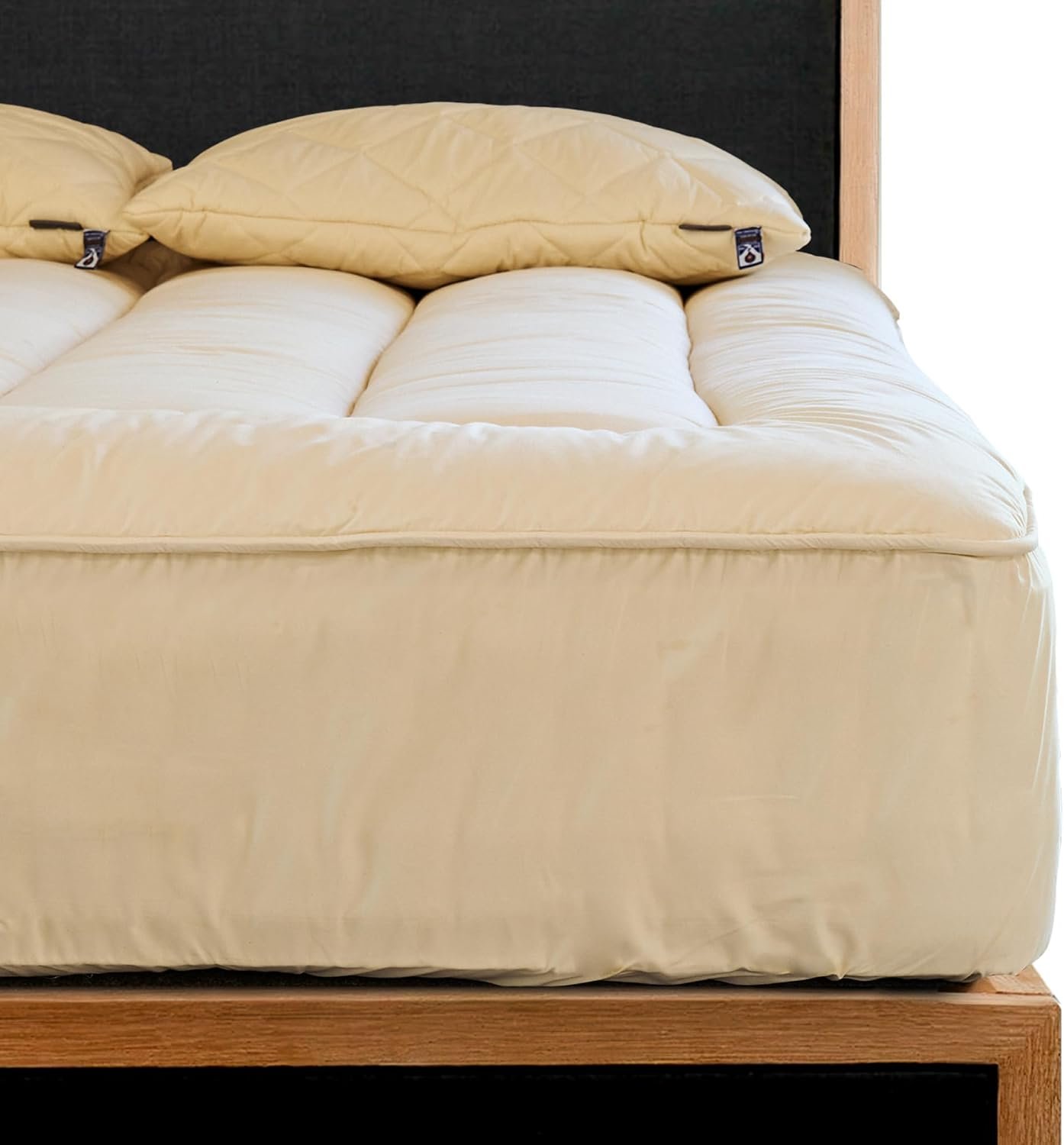 Woolroom Deluxe Wool Mattress Pad Queen 100% Natural Hypoallergenic British Wool Mattress Topper Organic Cotton Cover – Handcrafted Extra Comfort Firm or Old Mattress – Superior Moisture Management