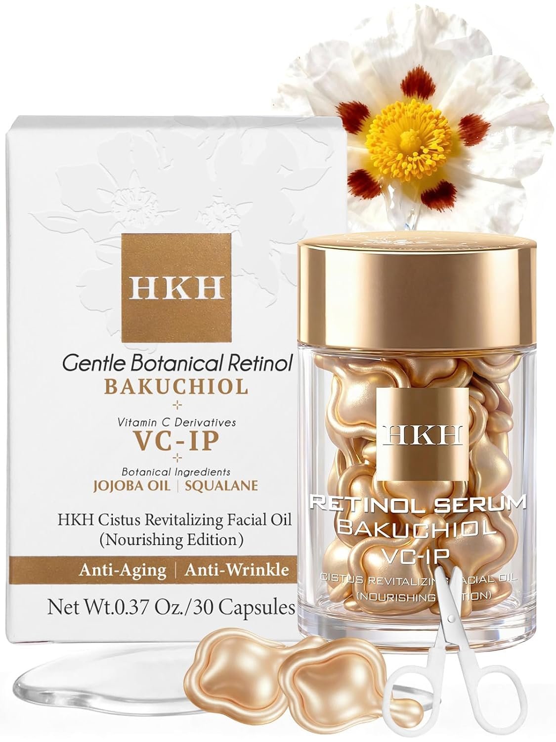 HKH Bakuchiol Plant Retinol Serum for Face 30 Single-Use Capsules