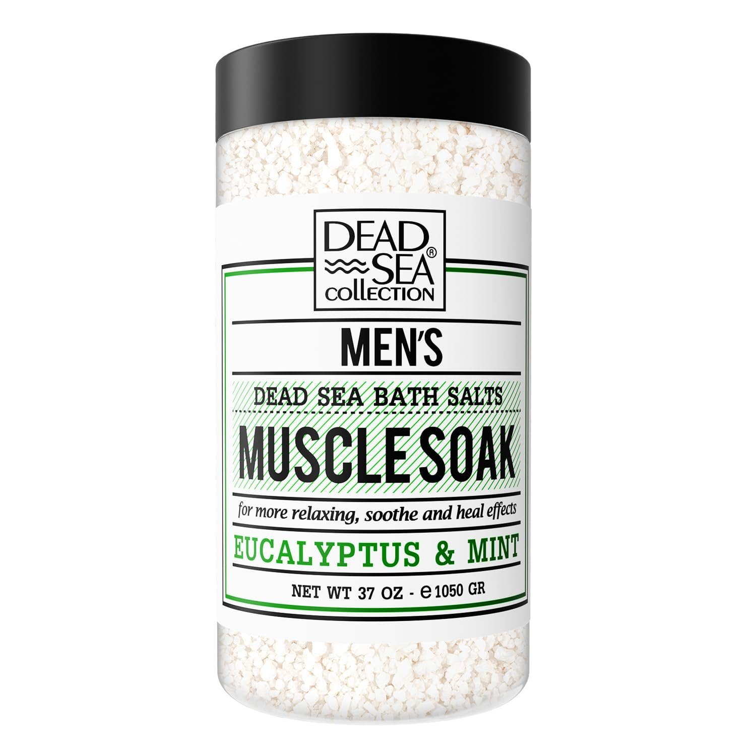 Dead Sea Collection Bath Salts for Men with Eucalyptus & Mint Oils – Muscle Recovery Bath Soak – Mens Pure Dead Sea Salt for Soothing and Relaxing – 37 Oz