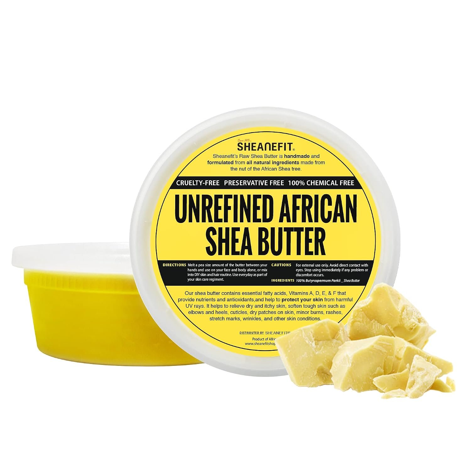 Sheanefit Raw Unrefined African Shea Butter – 8oz, 14oz, 28oz Containers