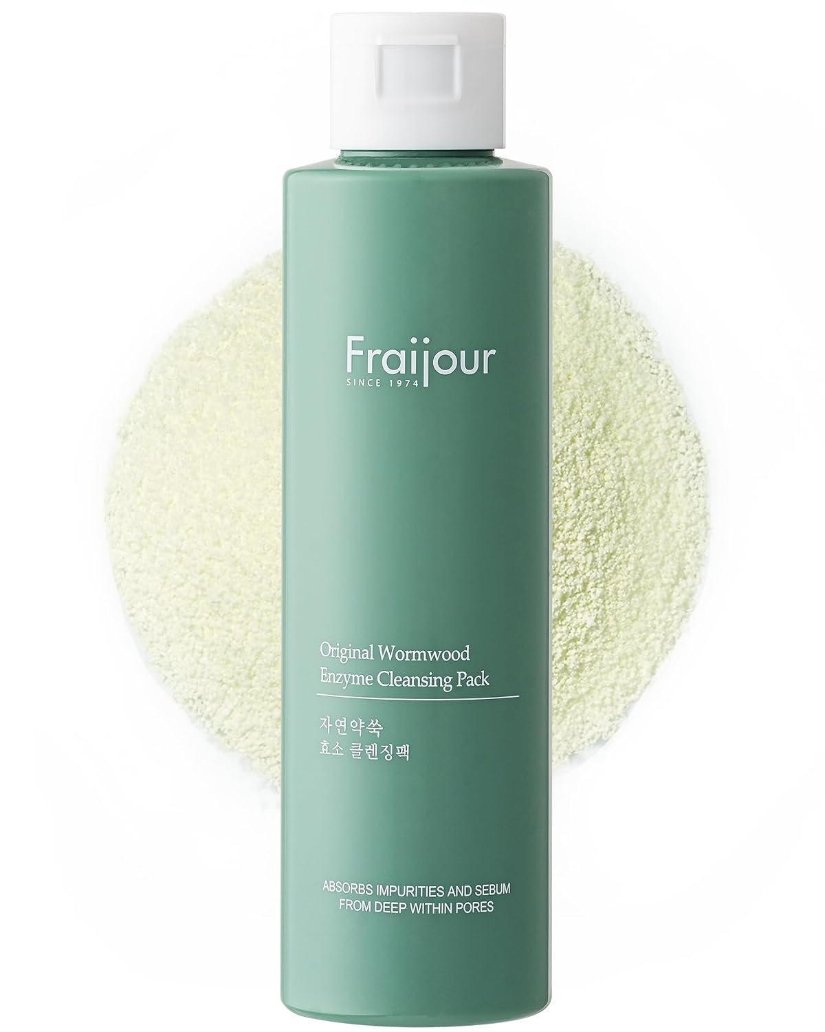 Fraijour Wormwood Enzyme Cleansing Pack – Korean Powder Face Cleanser & Exfoliant with Papaya Enzyme, AHA BHA PHA, Low pH, Clears Acne & Pores, Smooths Texture, for All Skin Types, 2.82 oz.