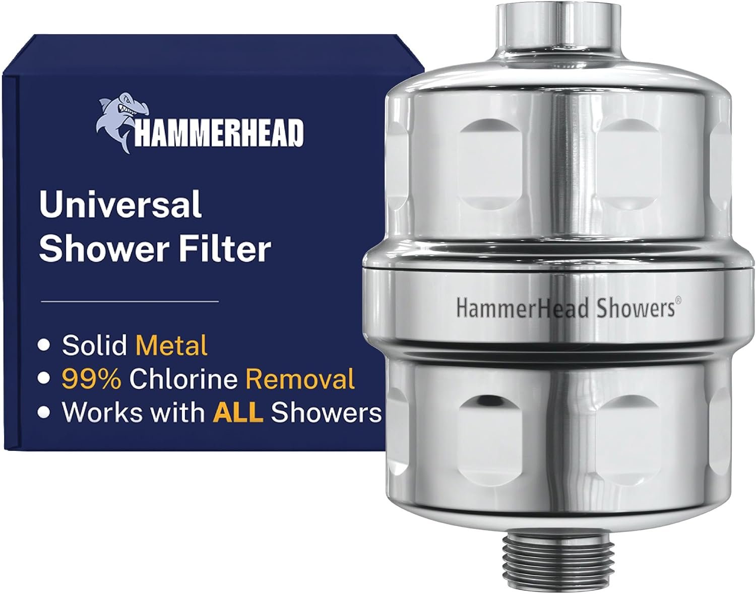 Hammerhead Metal Shower Head Filter, KDF-55 Removes Chlorine & Chemicals