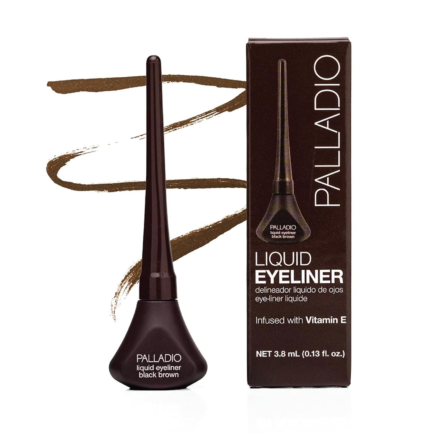 Palladio Liquid Eyeliner, Highly Pigmented and Waterproof Eyeliner, For Intense Eye Definition, Smear-proof Eyeliner Liquid, Includes Easy Grip Wand and Felt Tip Eyeliner Applicator, Black Brown